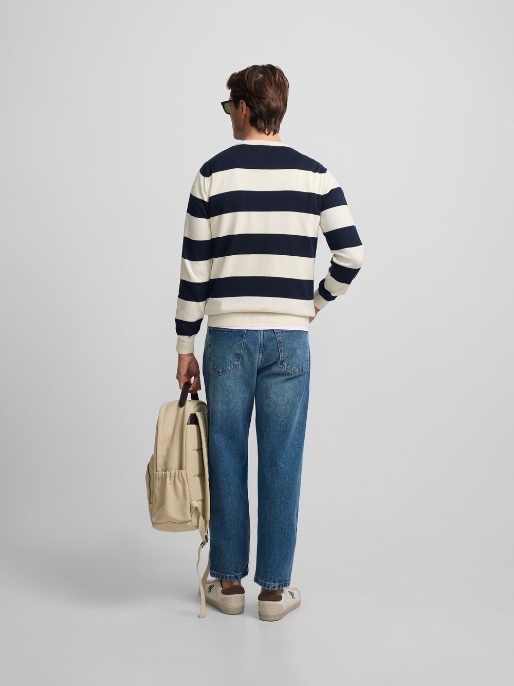 SB navy and cream striped sweater