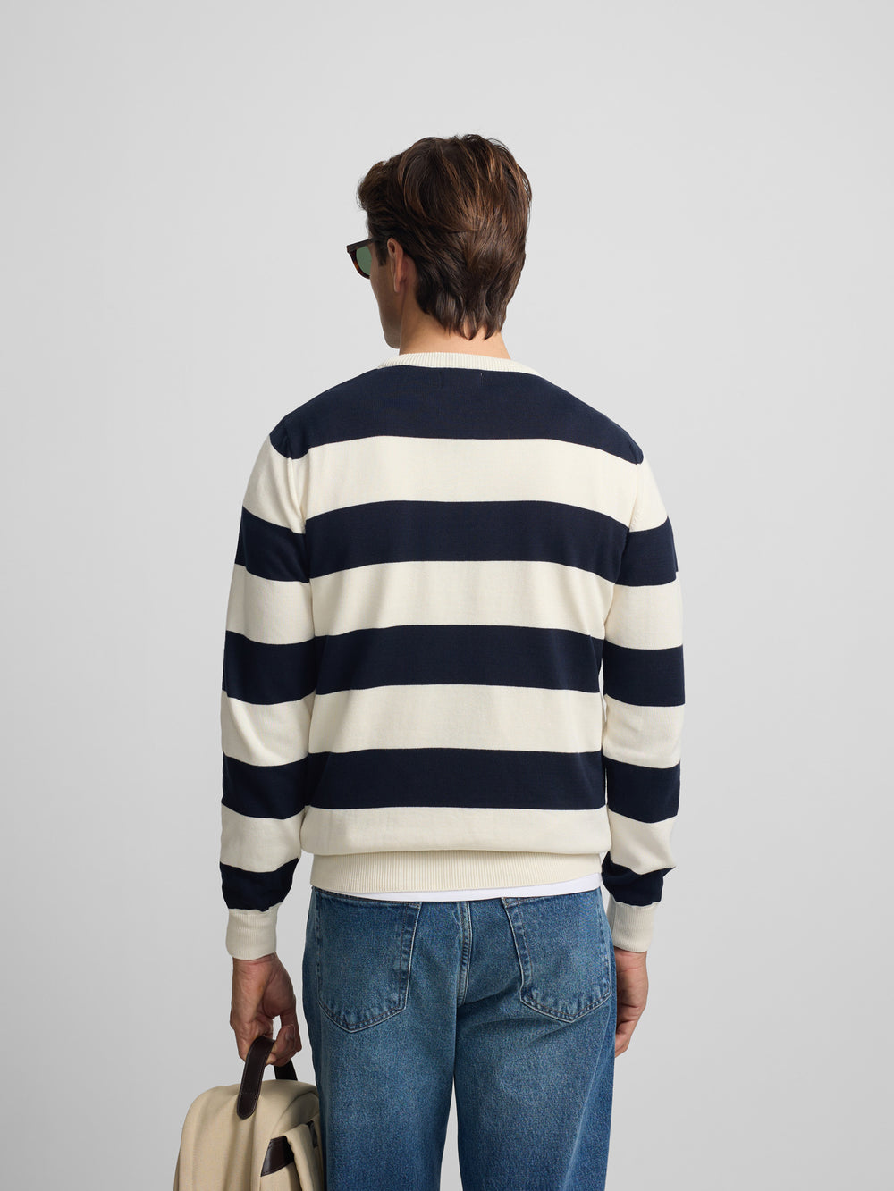 SB navy and cream striped sweater