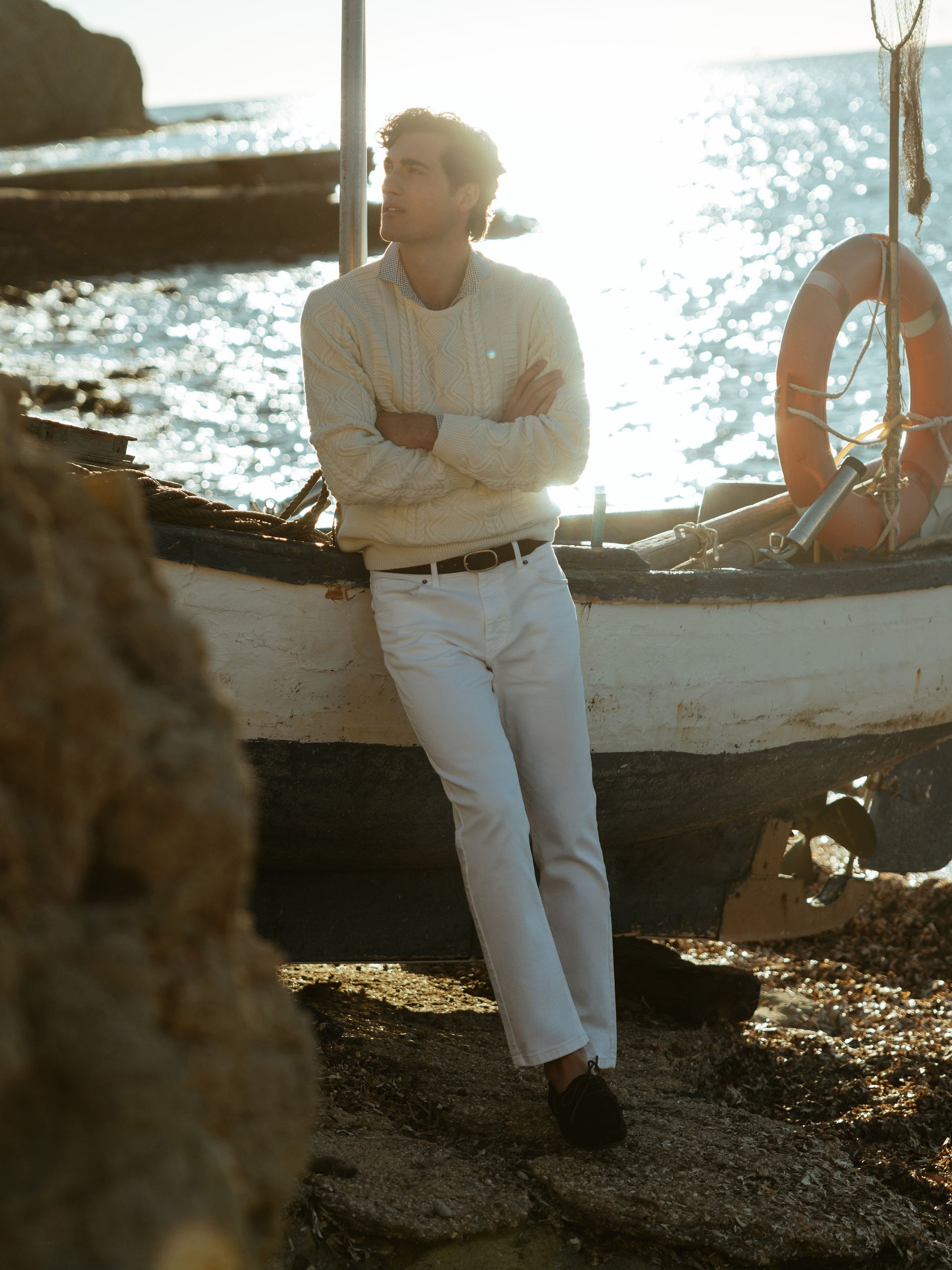 Pantalon sport denim cruise blanco