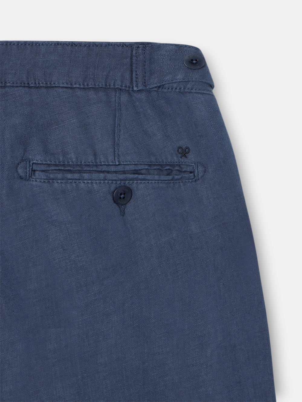 Indigo blue linen pleated sport trousers