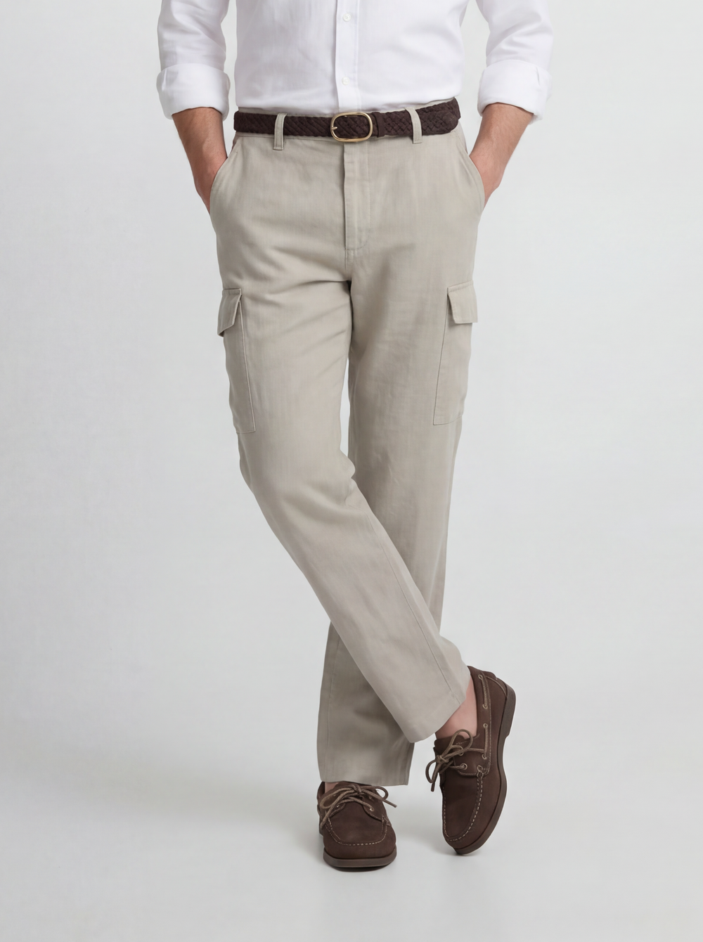 Pantalon sport cargo lino verde medio