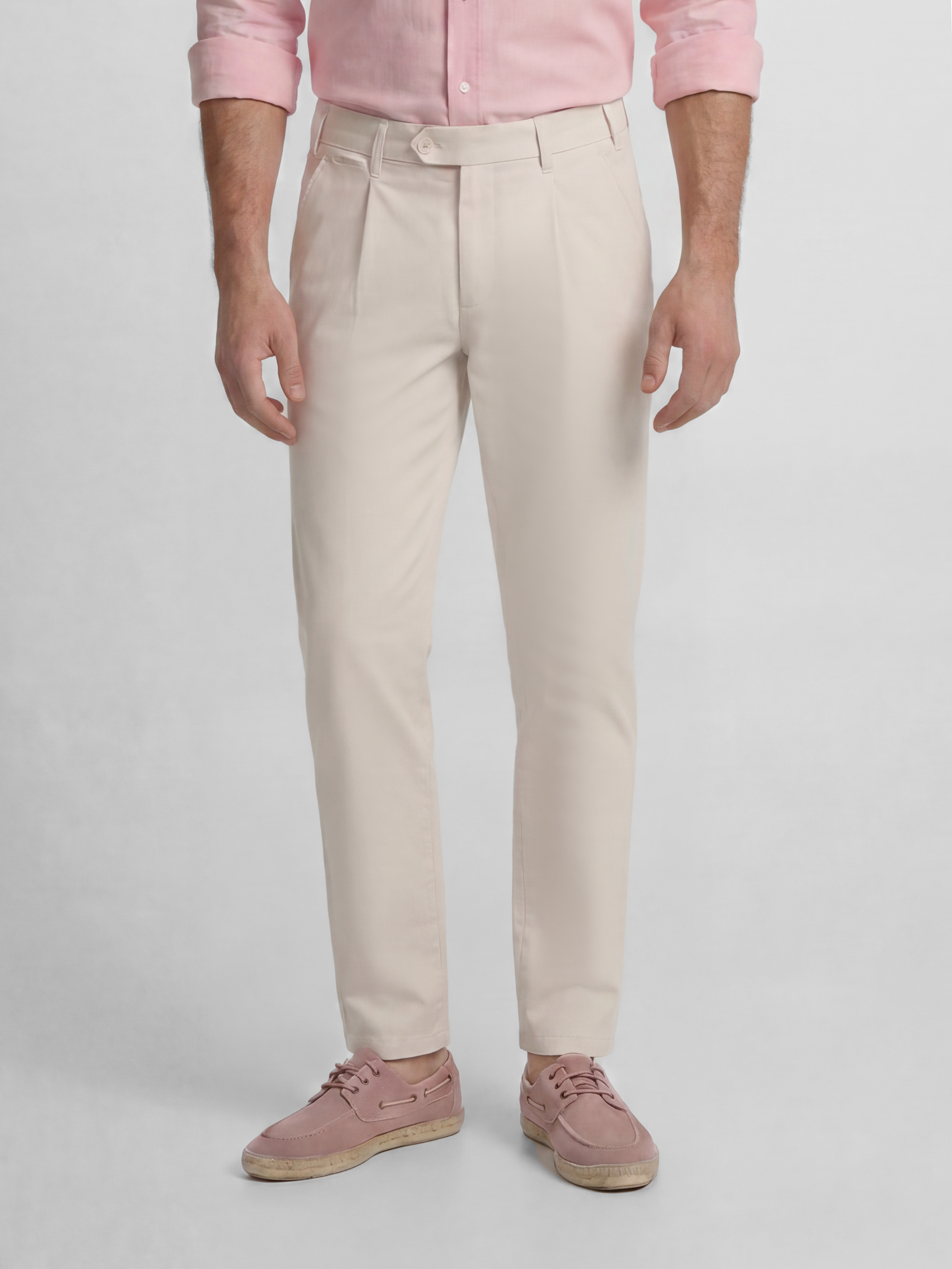 Pantalon chino sport à pinces pierre