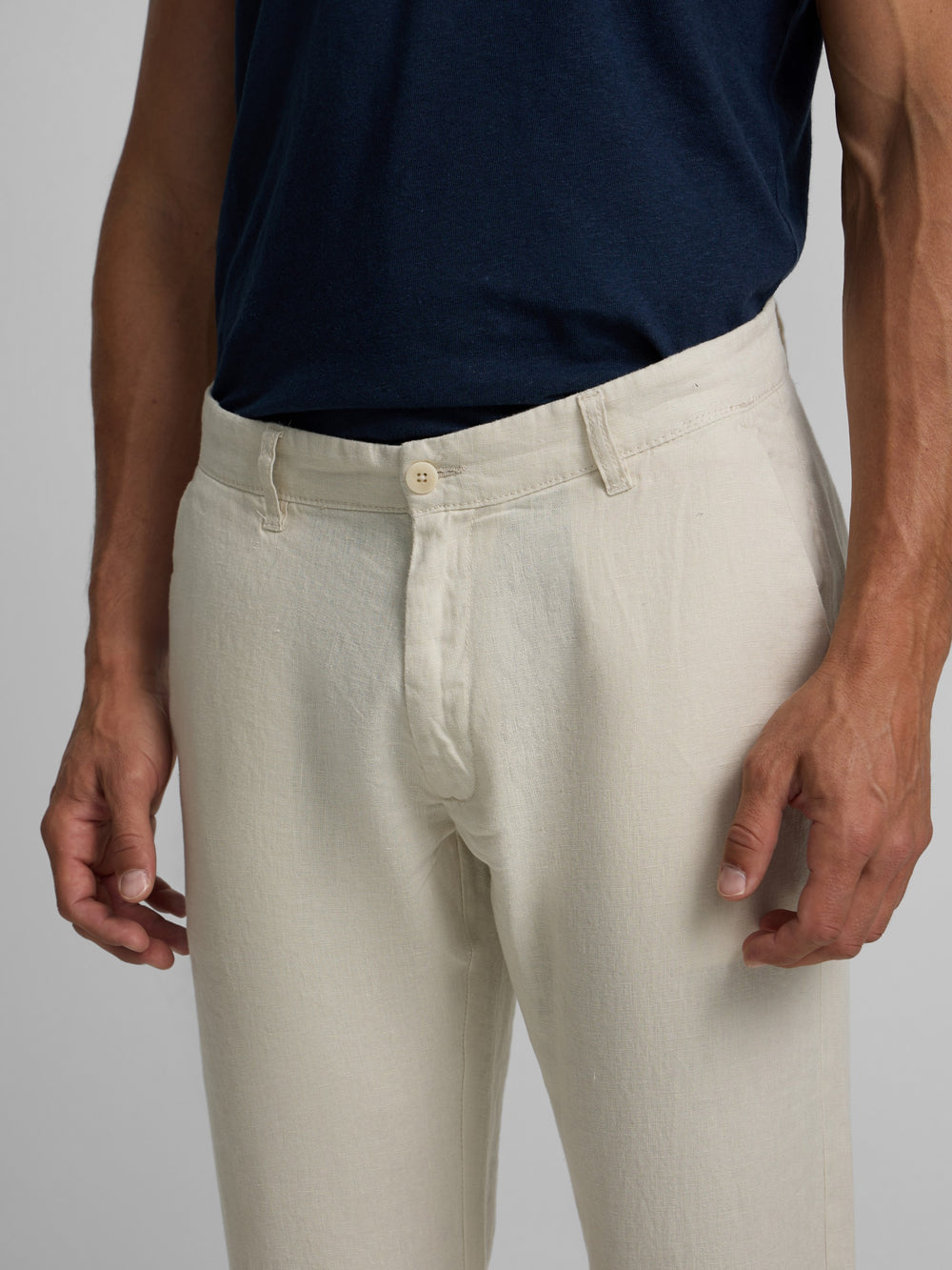 Pantalon chino sport en lin beige