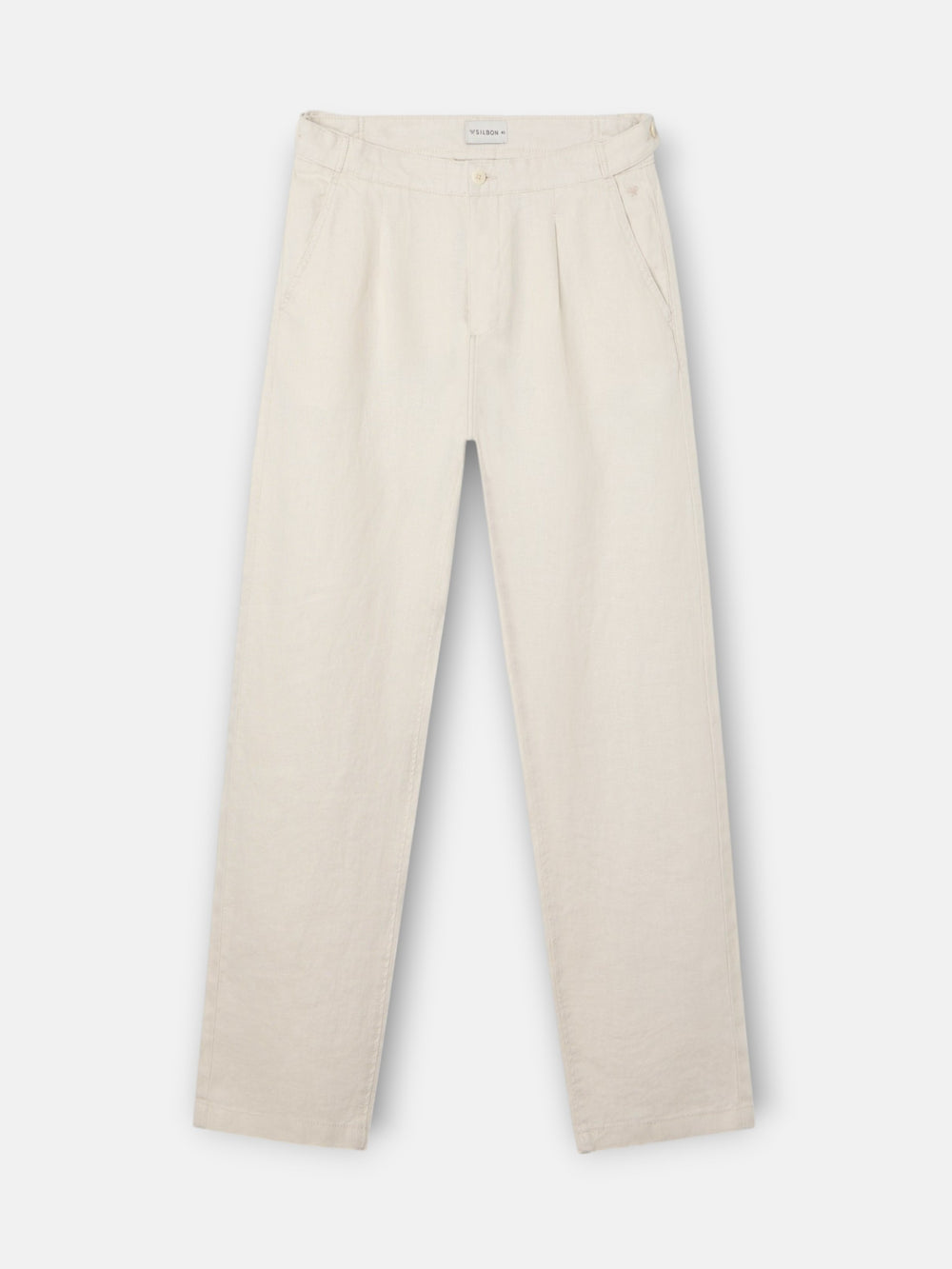 Beige linen pleated sport trousers