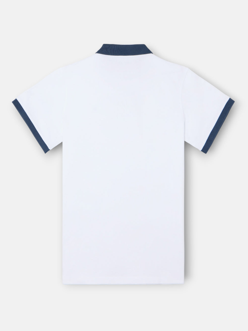 Polo manga corta ribete azul marino blanco
