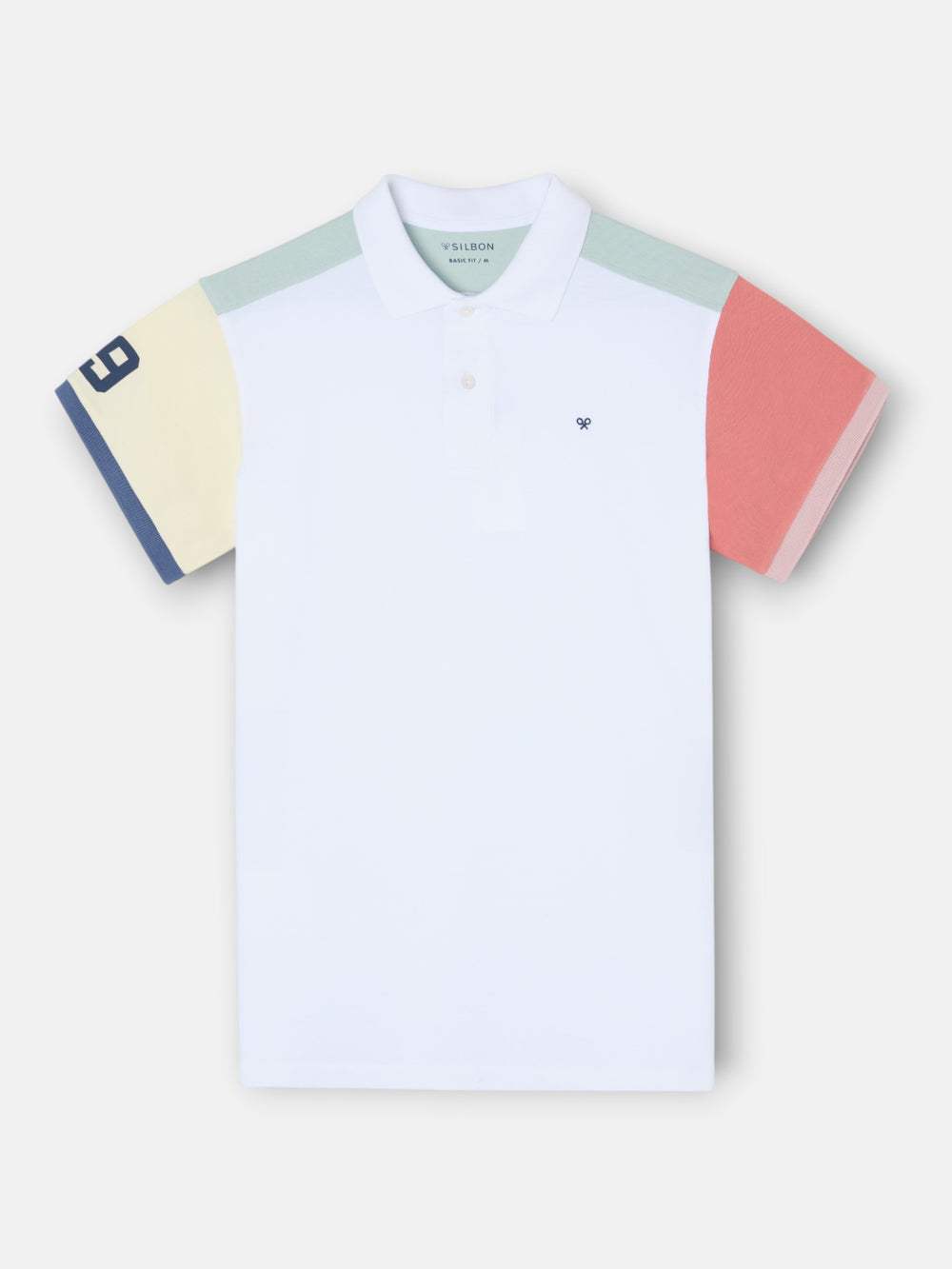 Polo manga corta ribete multicolor blanco