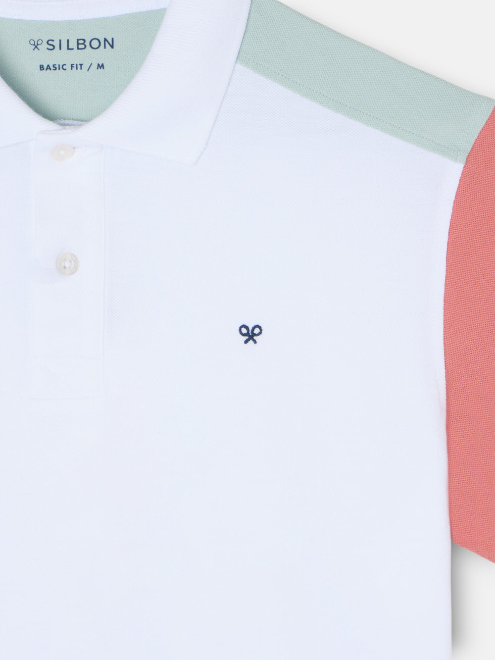 Polo manga corta ribete multicolor blanco