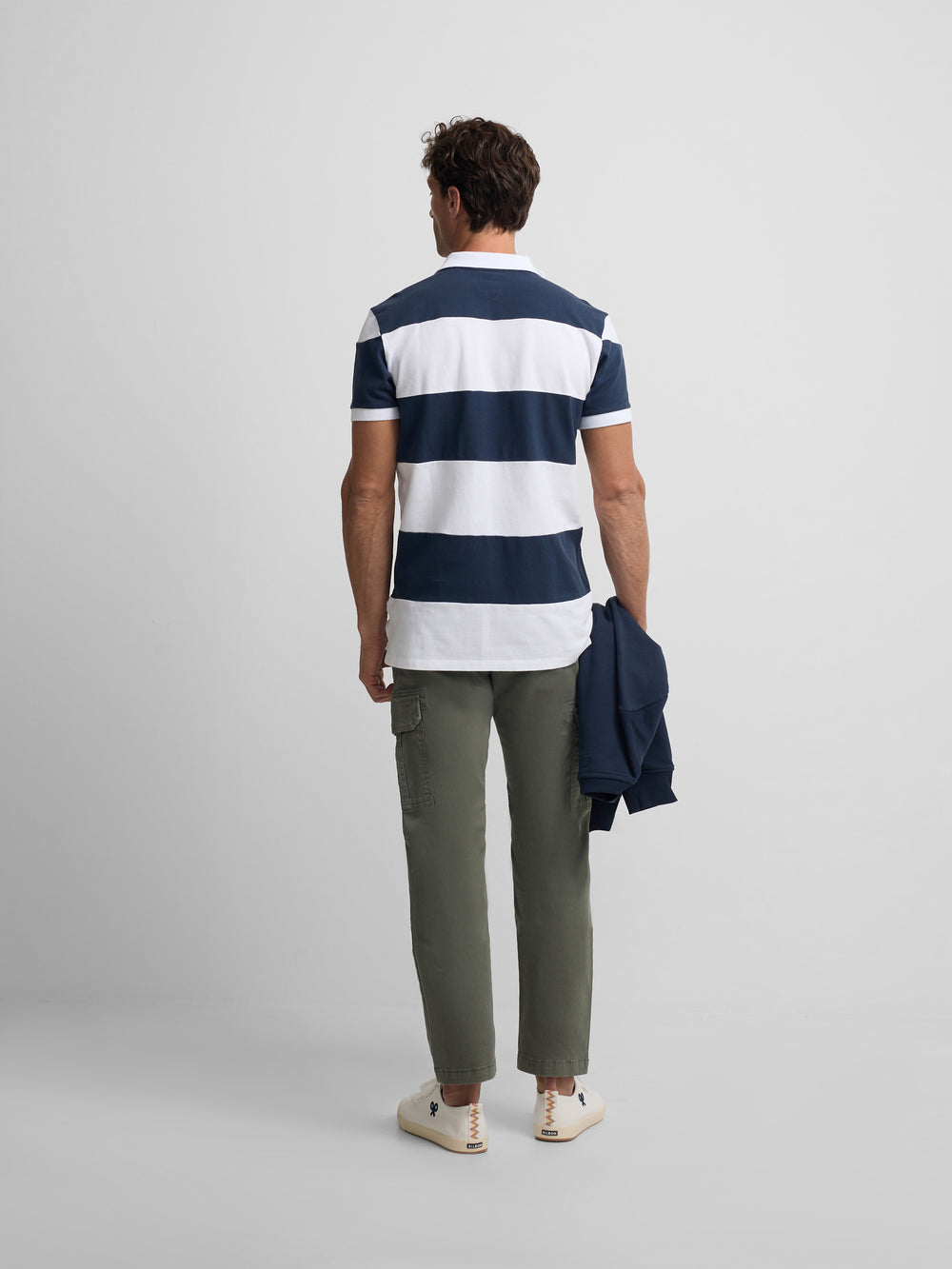 Polo manga corta rayas anchas azul marino
