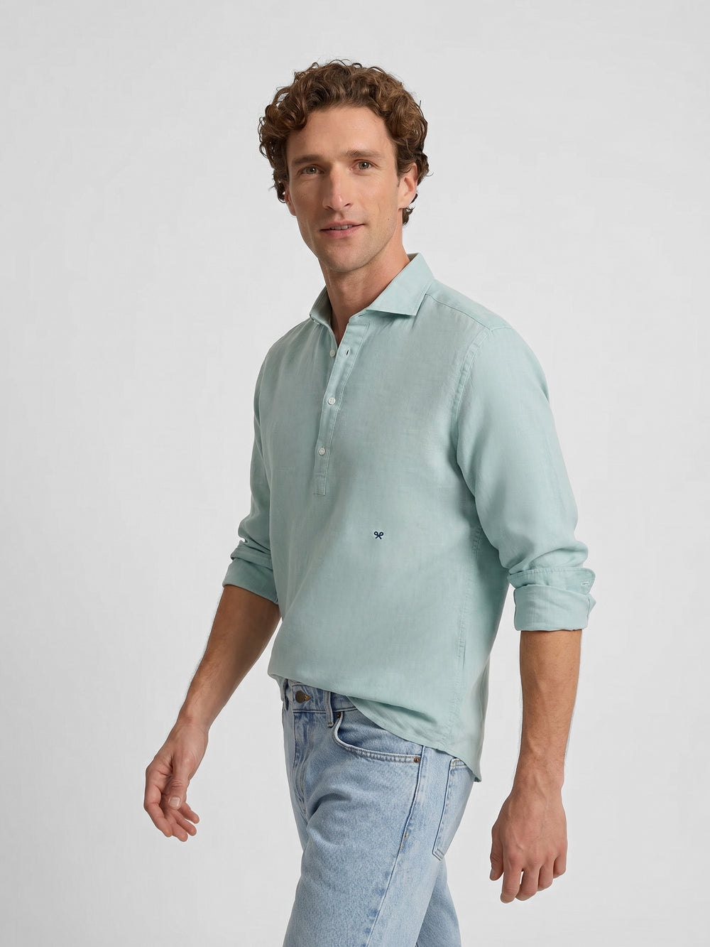 Polo sport en lin vert clair