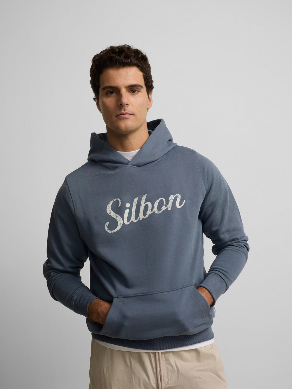 Sudadera capucha Silbon vintage azul indigo