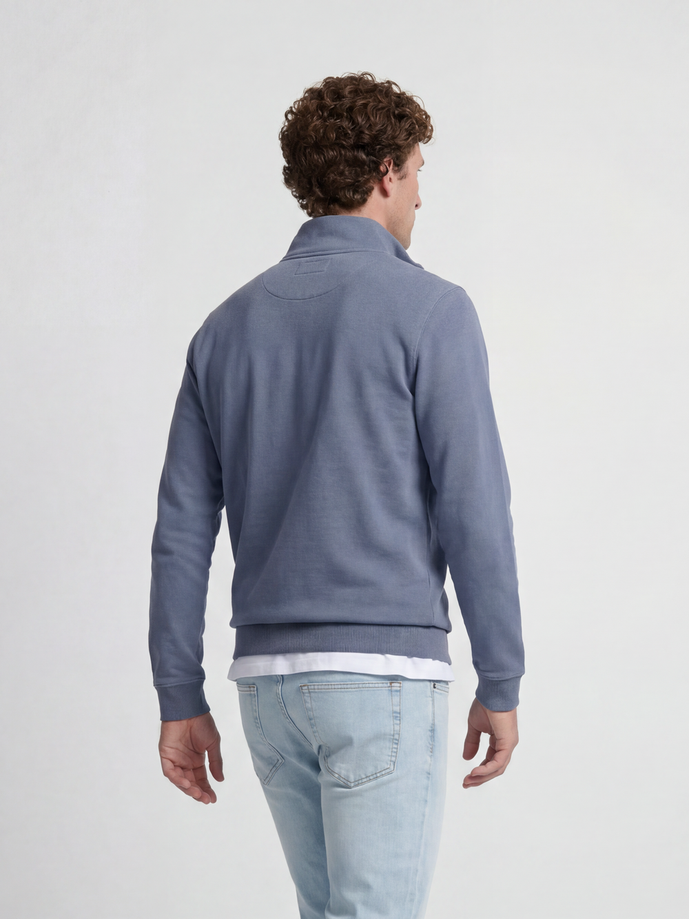 Sudadera media cremallera slow life azul indigo