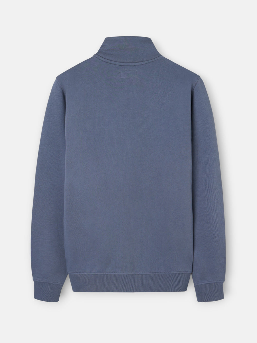 Sudadera cremallera bordado azul indigo