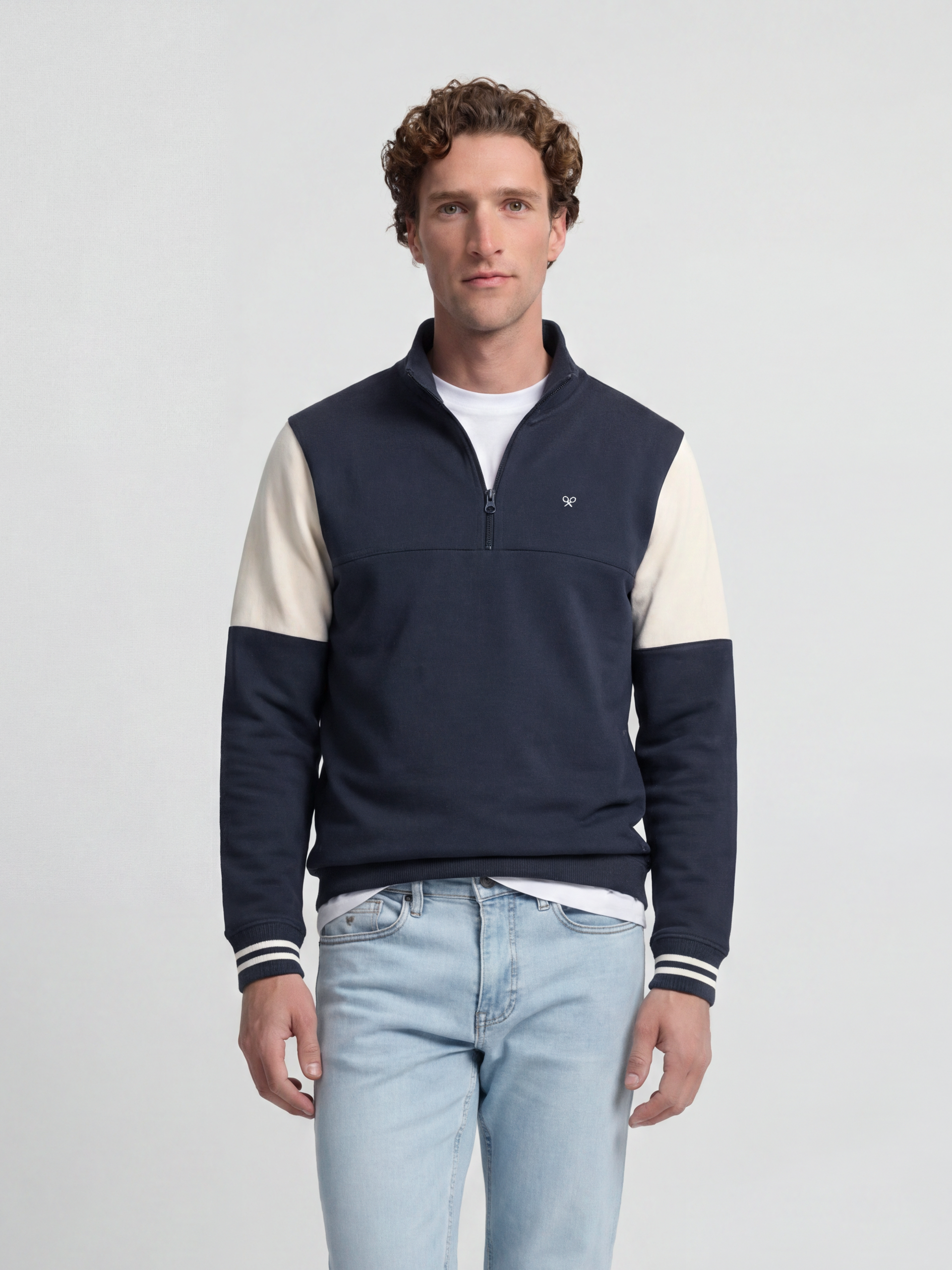 Vintage navy blue half-zip sweatshirt