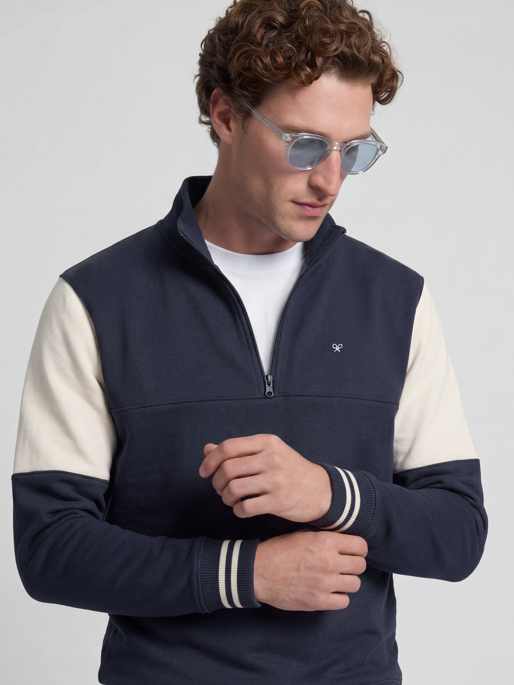 Vintage navy blue half-zip sweatshirt