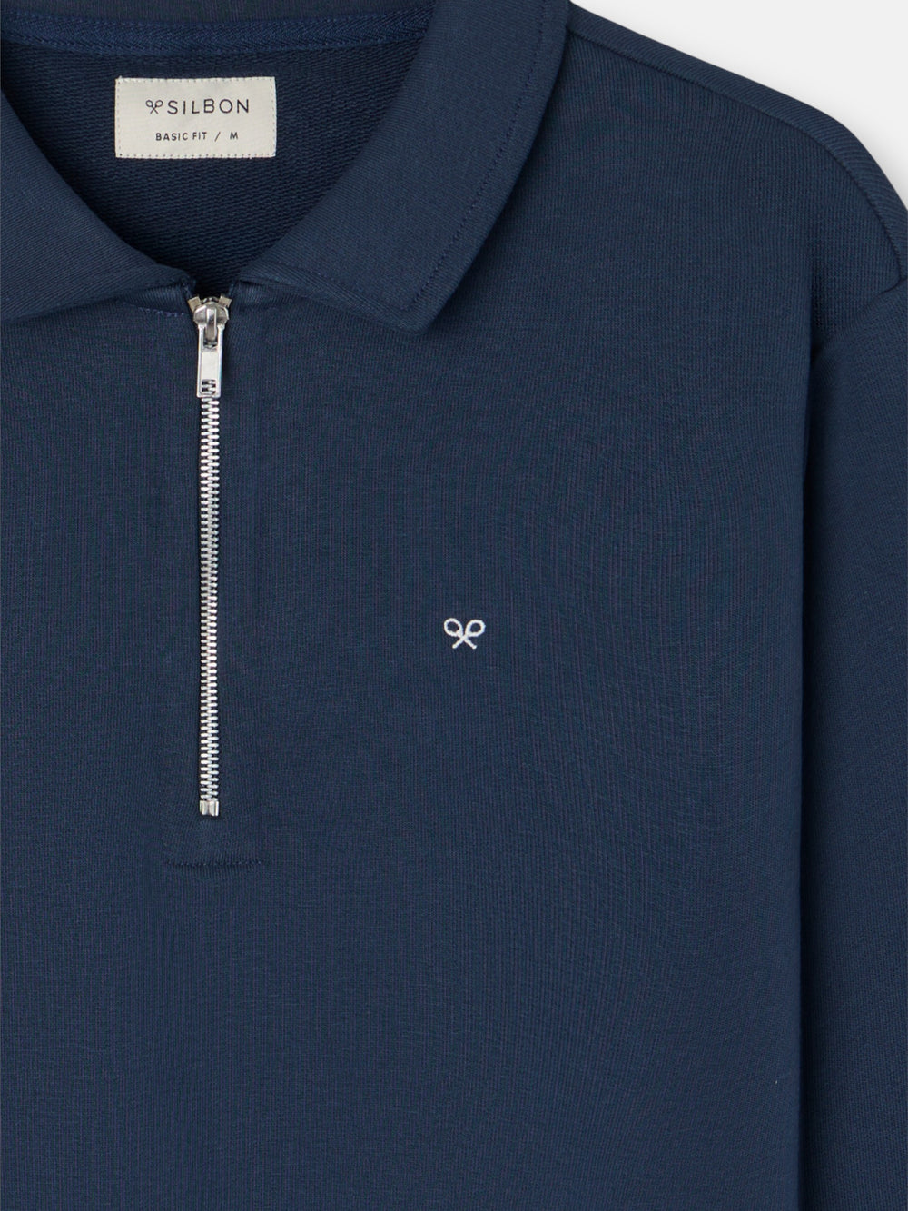 Sudadera media cremallera minilogo azul marino