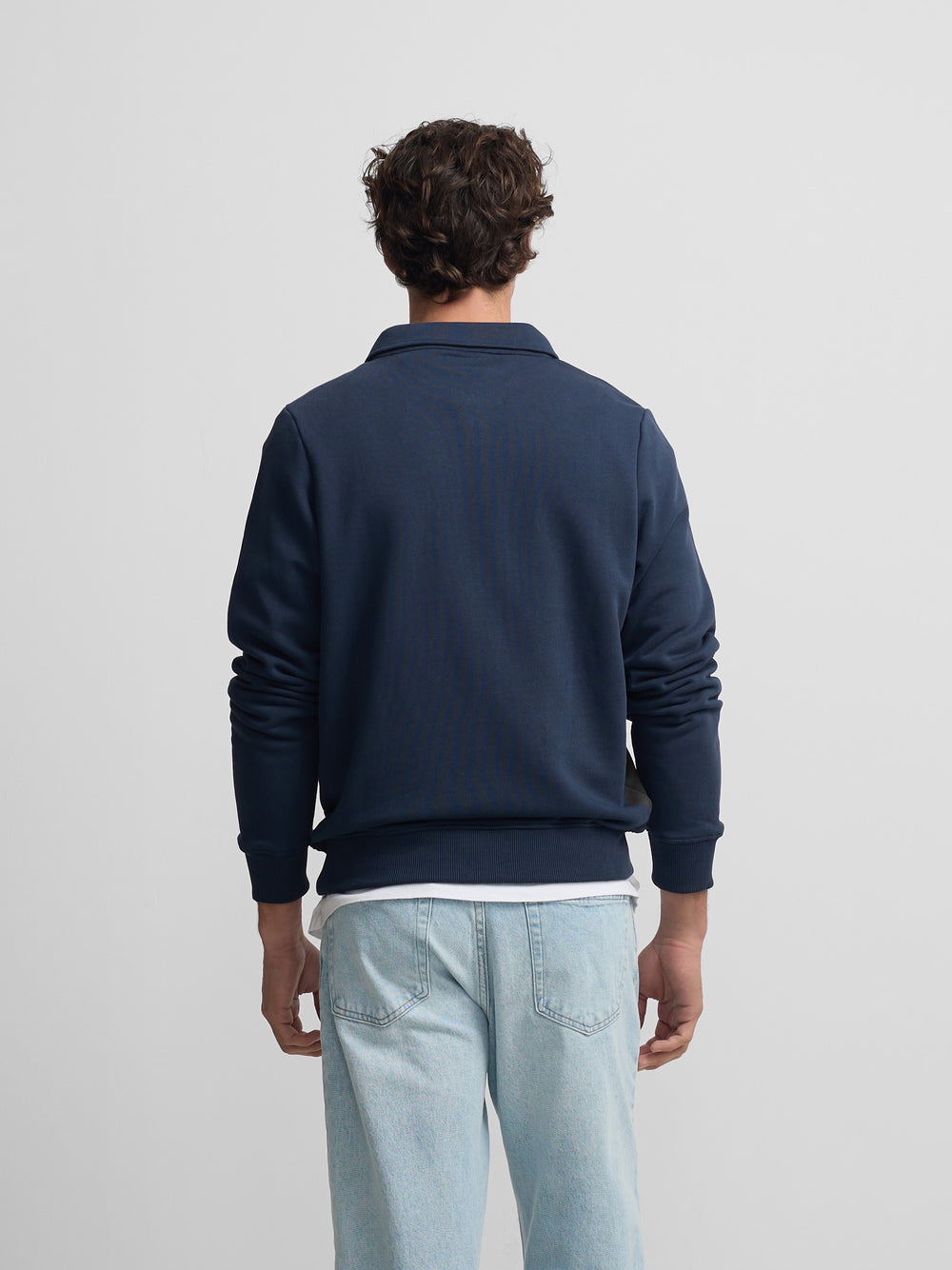 Sudadera media cremallera minilogo azul marino