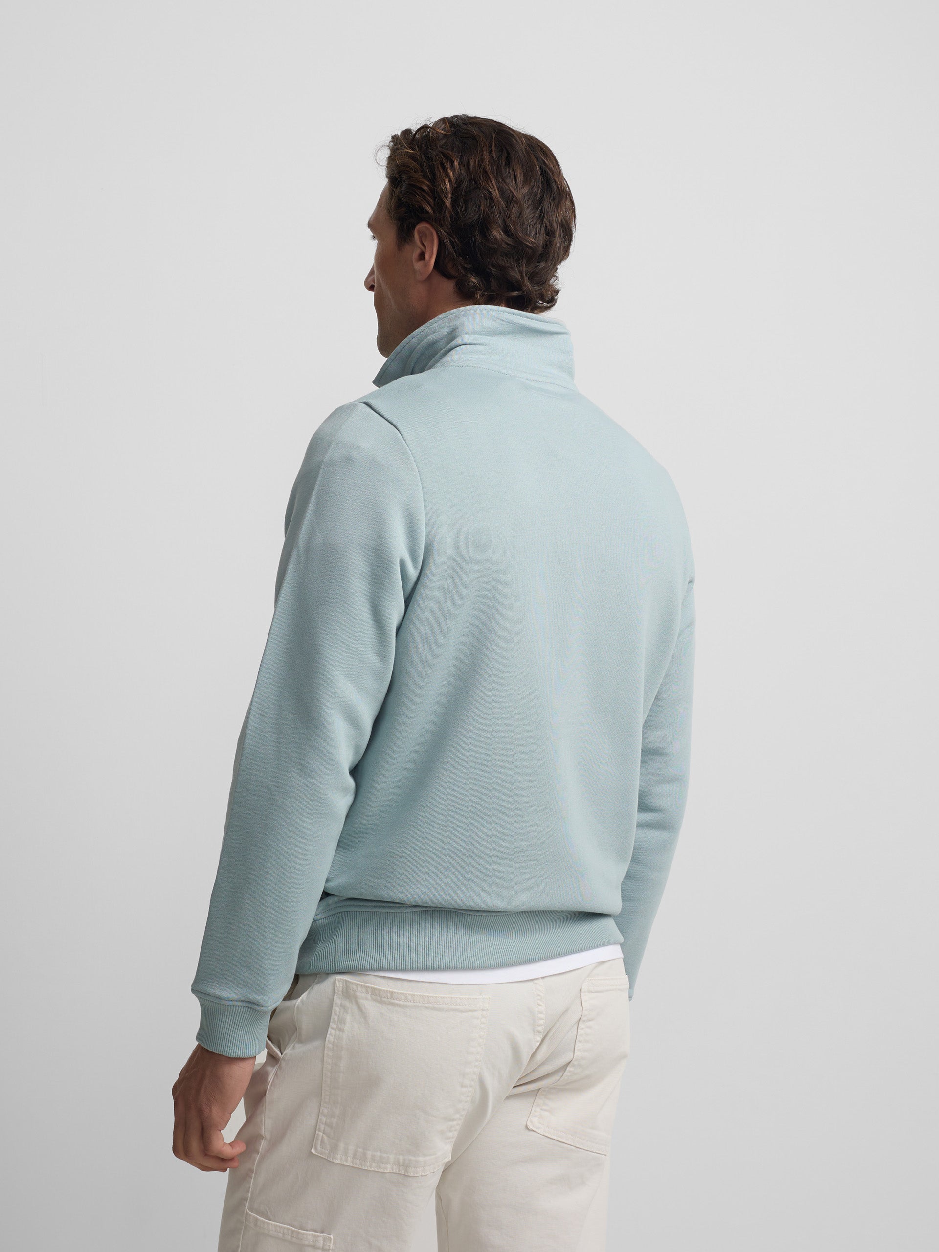 Half-zip sweatshirt with mini logo in aquamarine