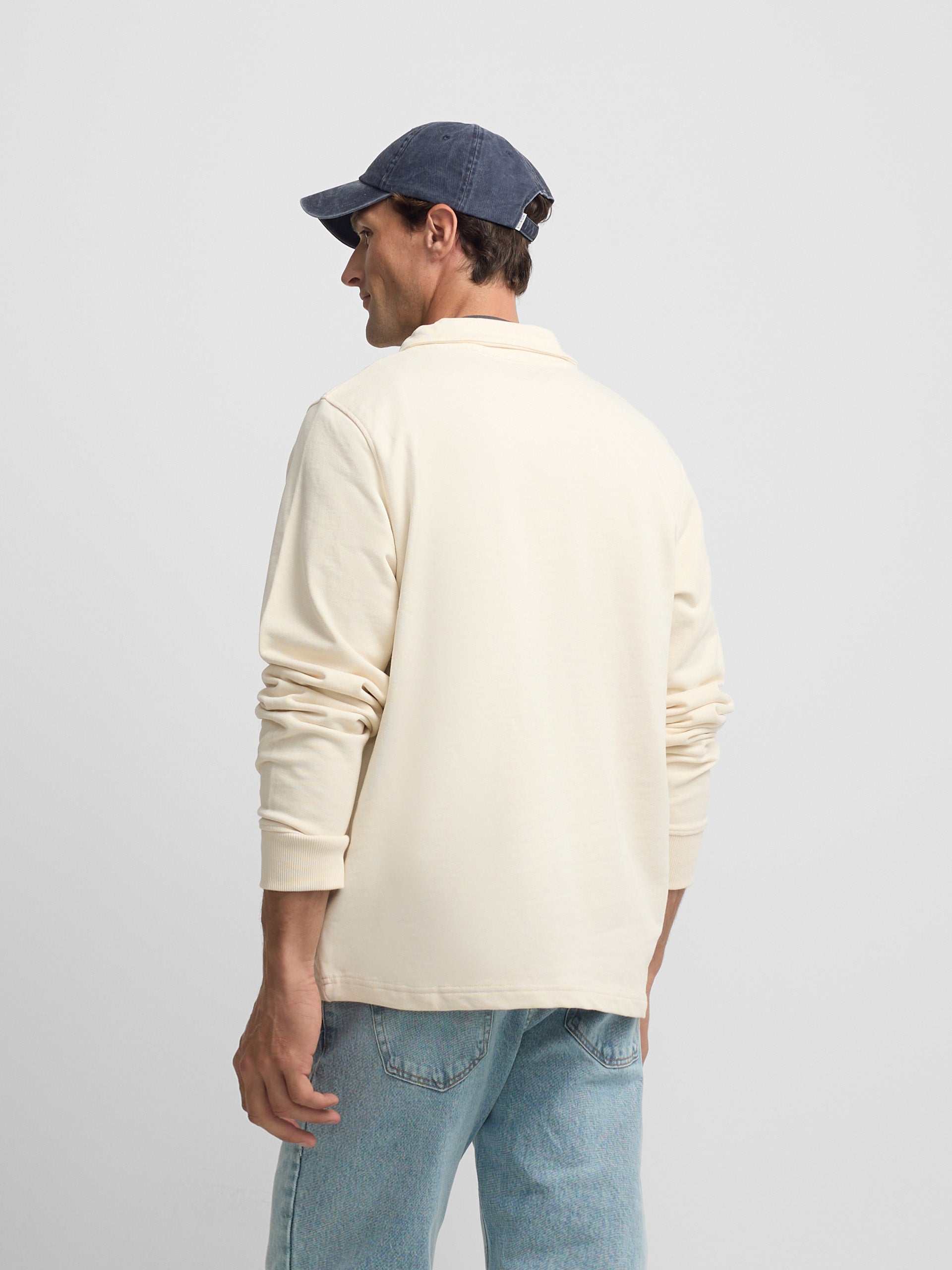 Half-zip slow life sweatshirt in cream