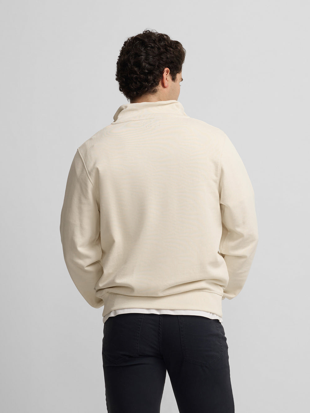 Sudadera cremallera bordado crema