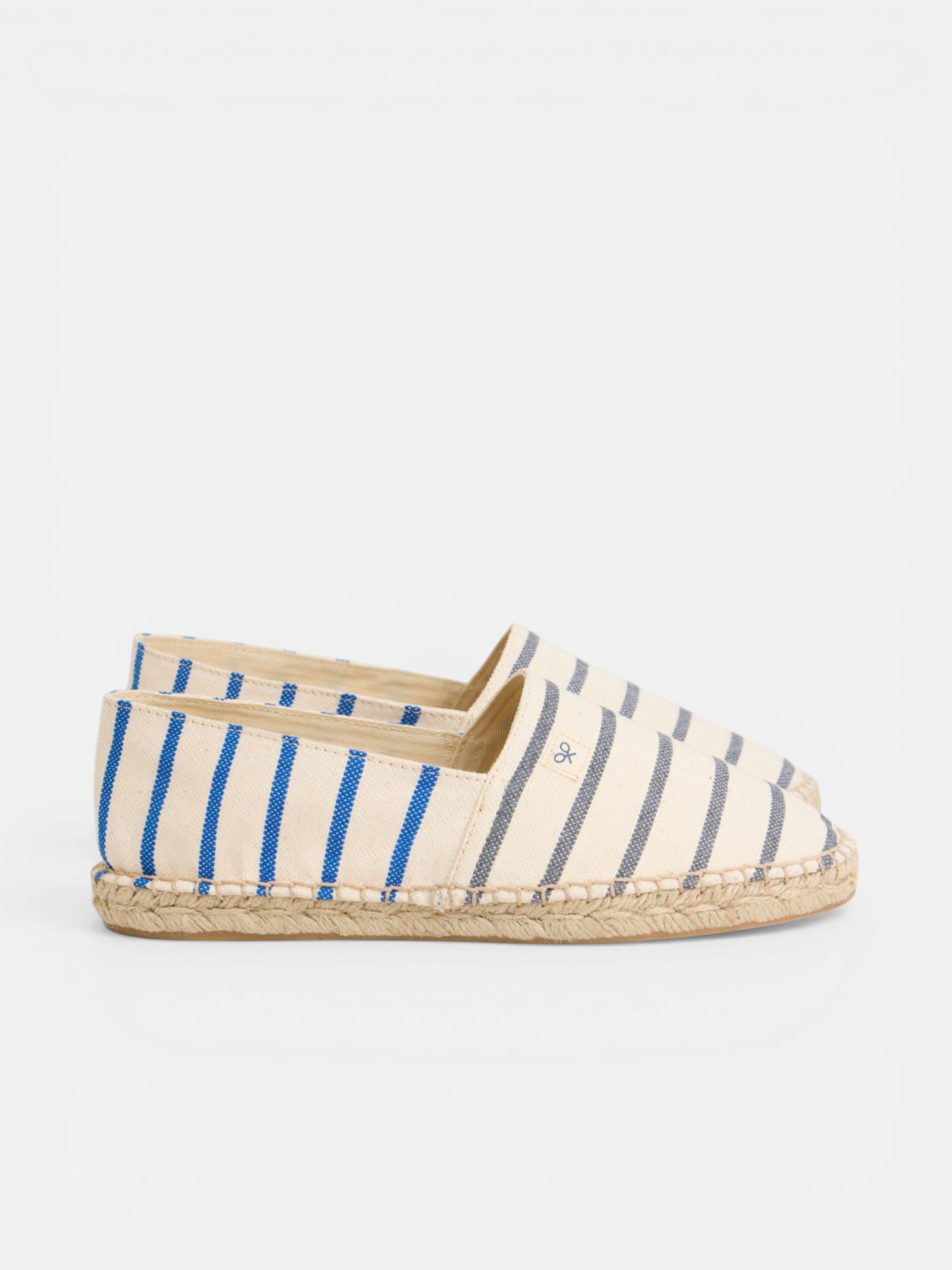 Alpargata rayas multiple azul gris