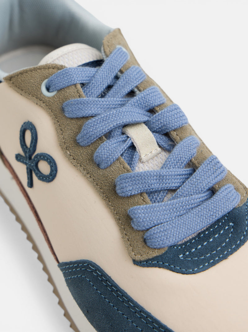 Beige racket running sneaker