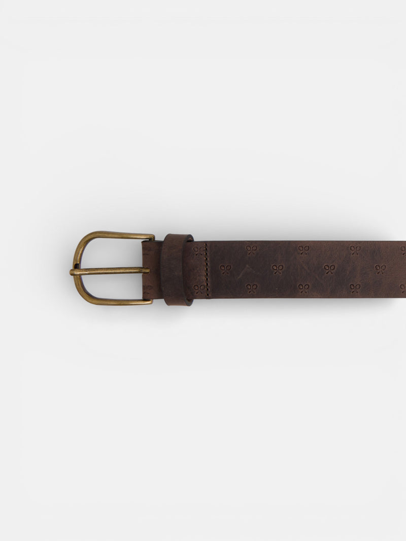 Brown leather belt with multiple rackets