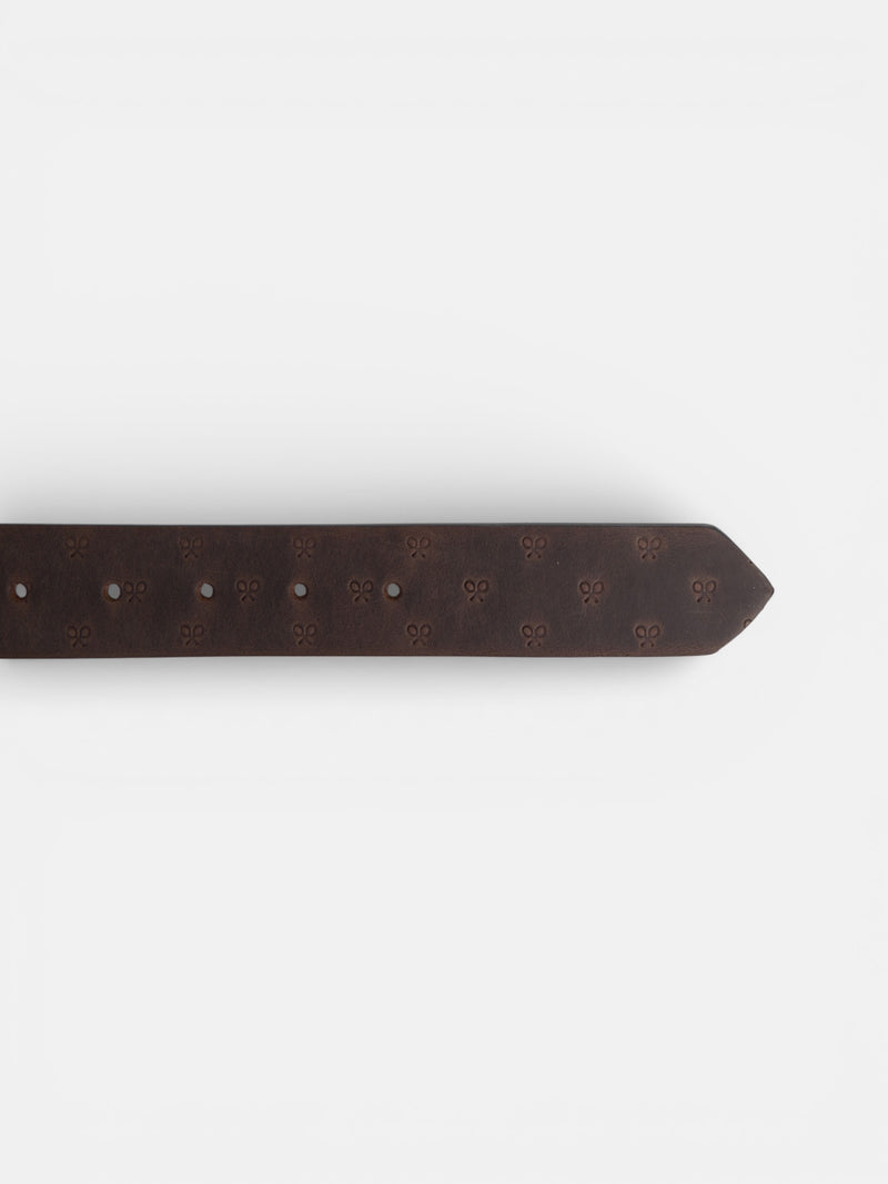Brown leather belt with multiple rackets
