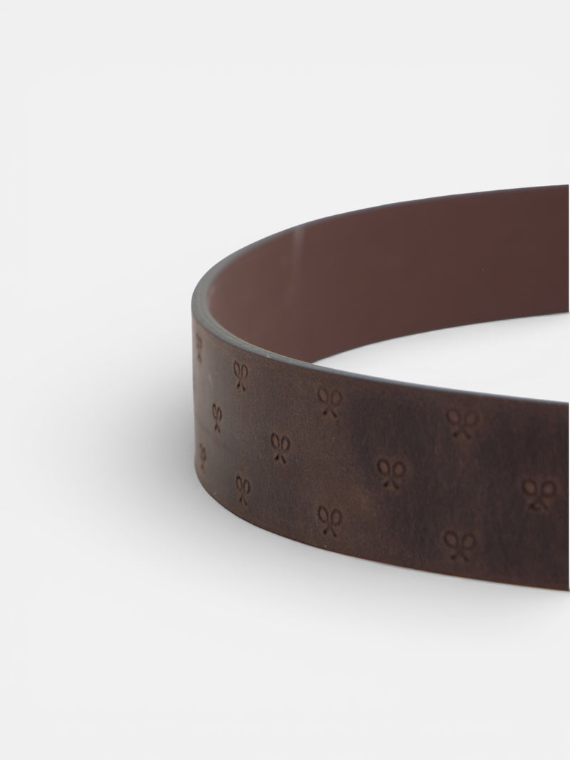 Brown leather belt with multiple rackets