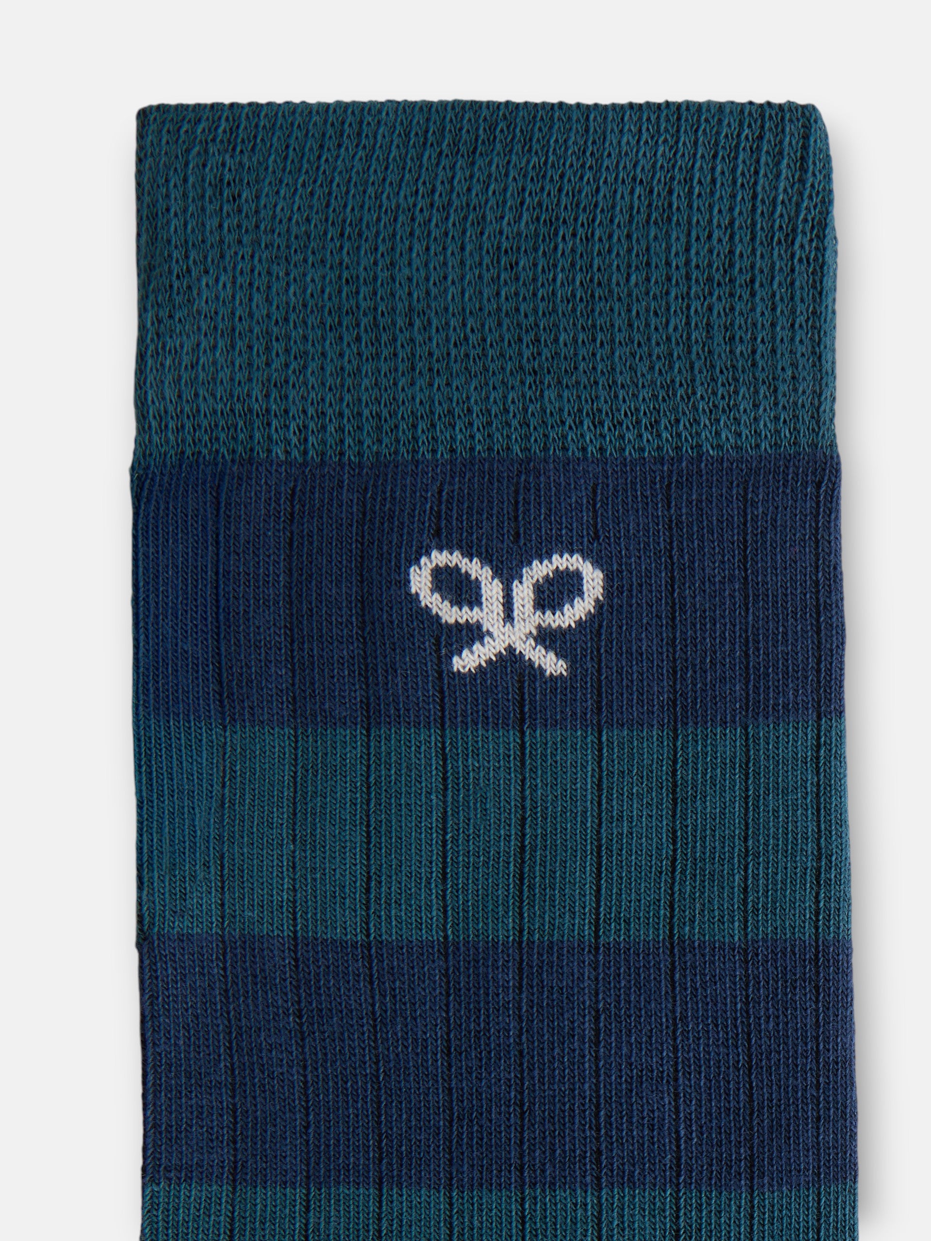 Calcetin raya ancha bicolor azul