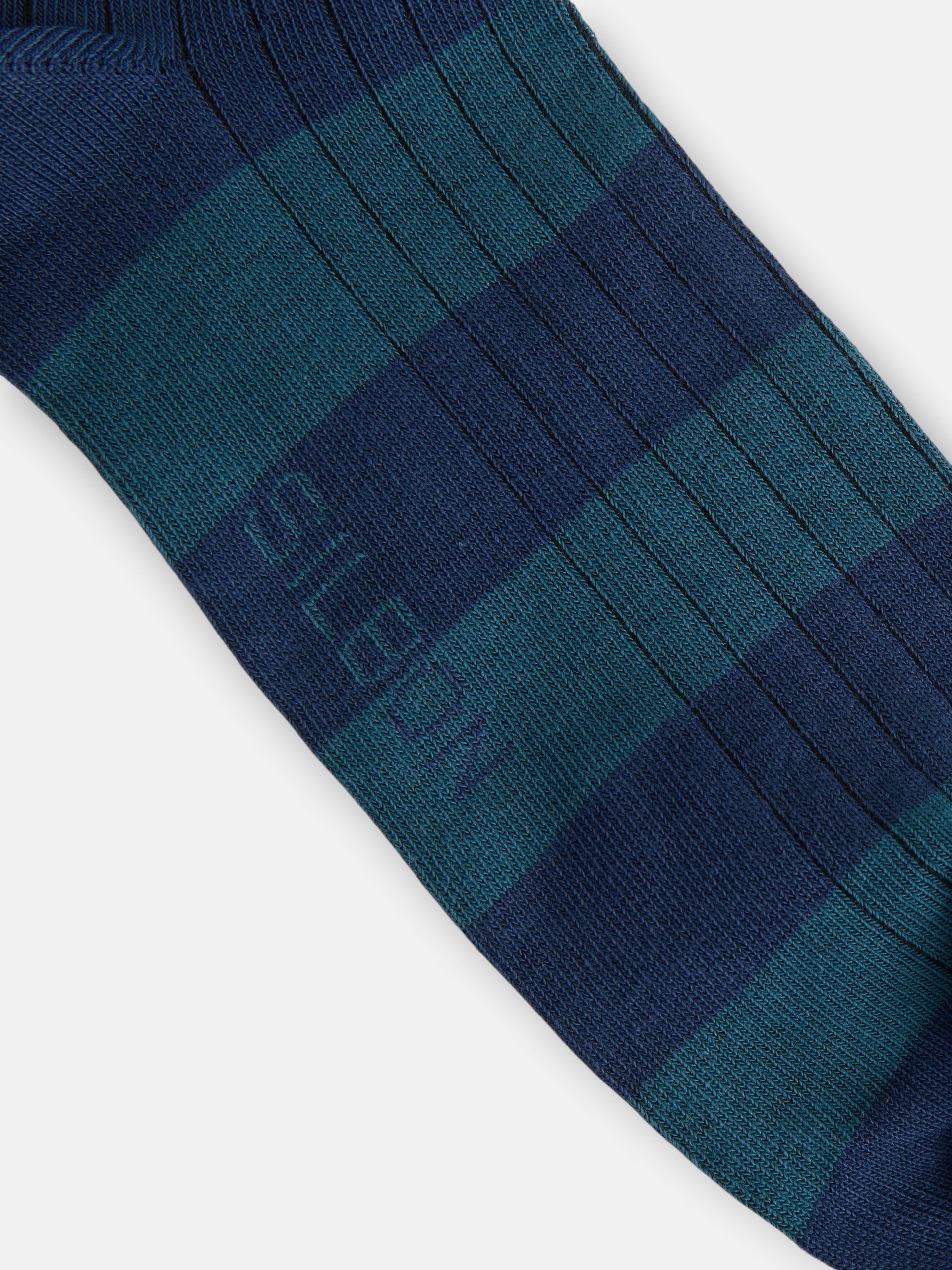 Calcetin raya ancha bicolor azul