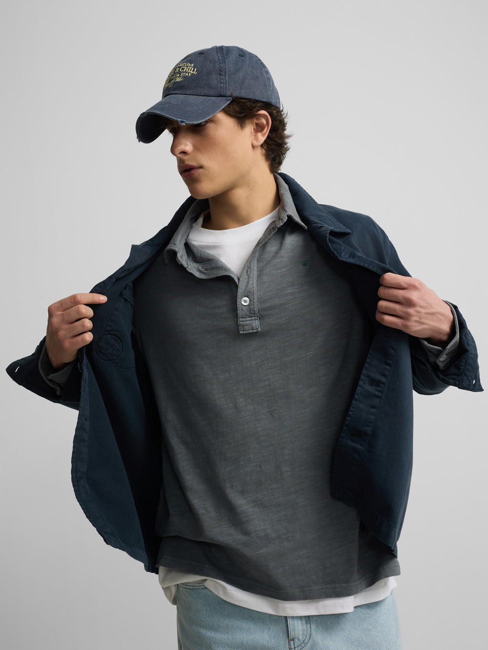 Sobrecamisa parches azul marino