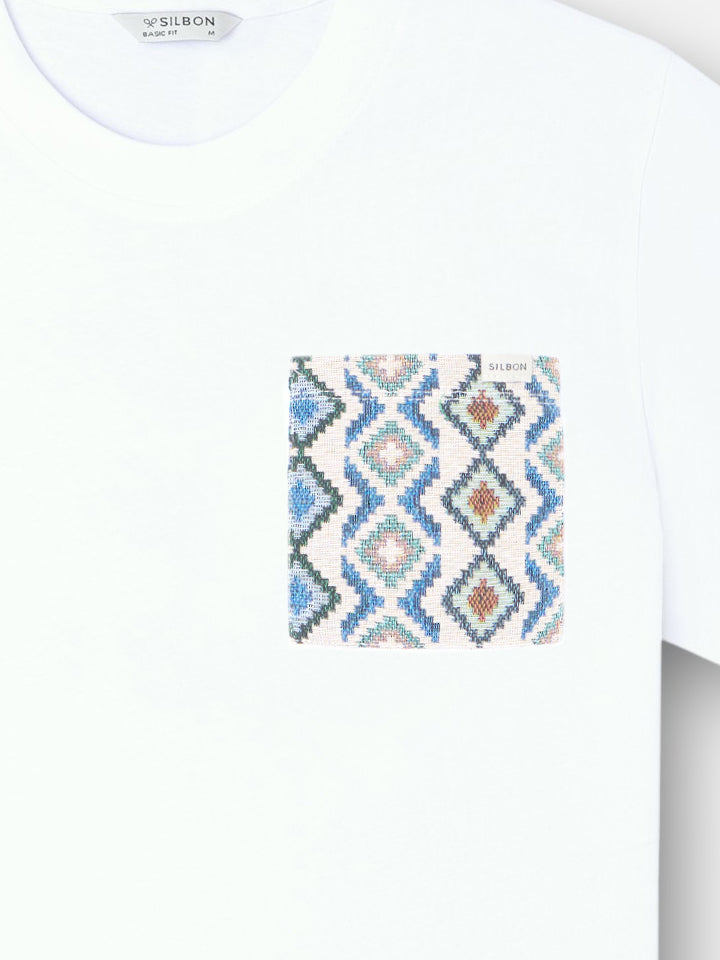 White ethnic pocket t-shirt