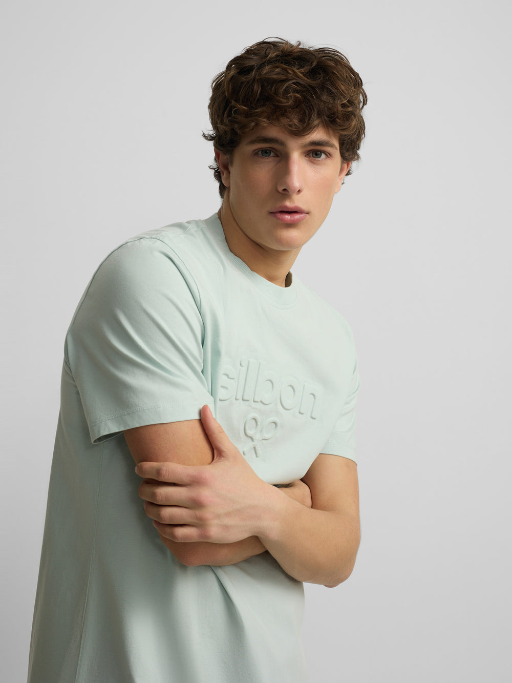 Camiseta Silbon em relevo tom aguamarina