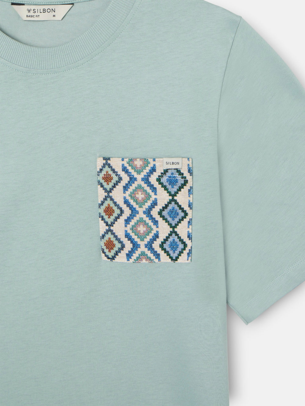 T-shirt poche ethnique verte