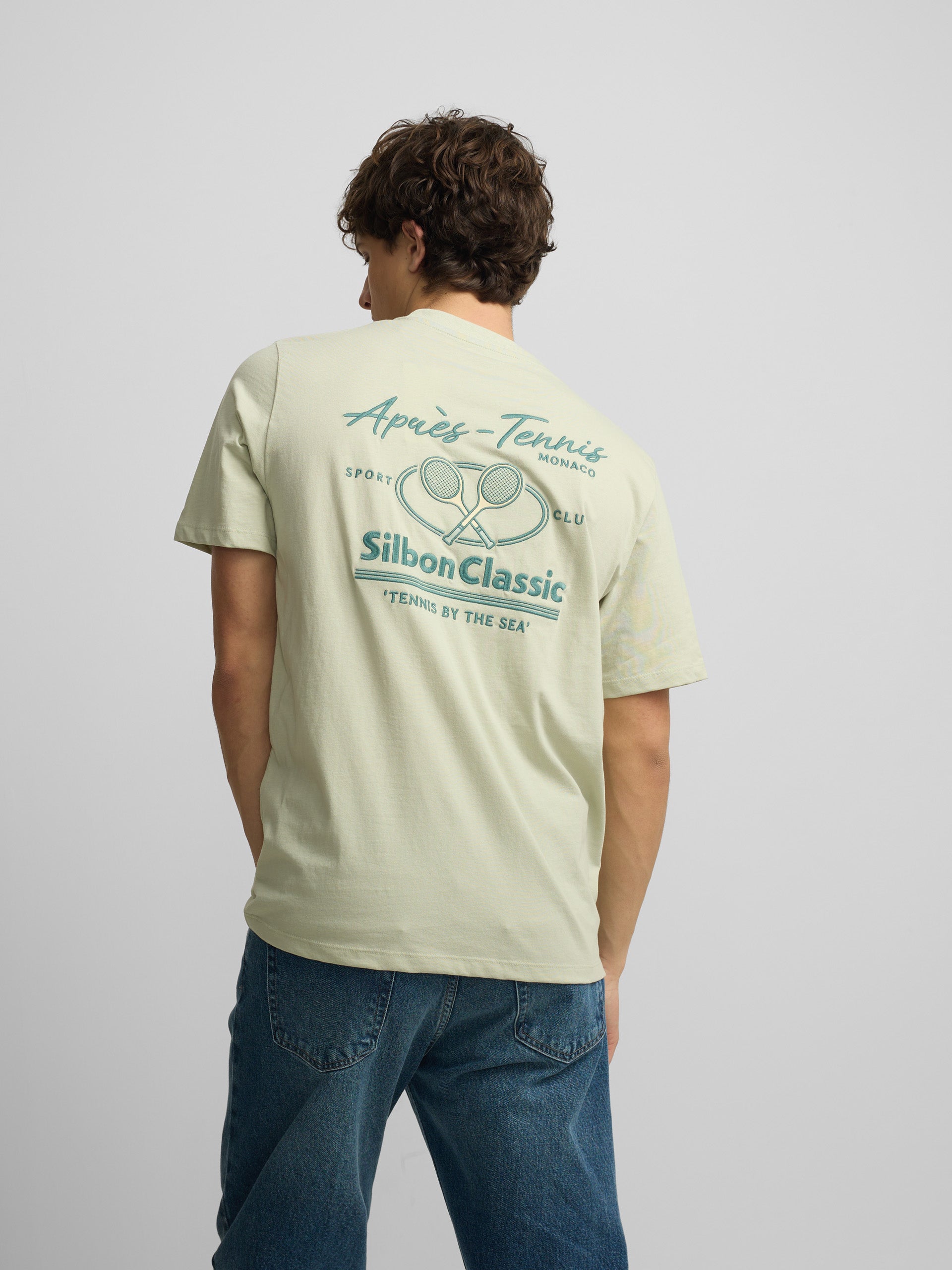 T-shirt après tennis vert clair