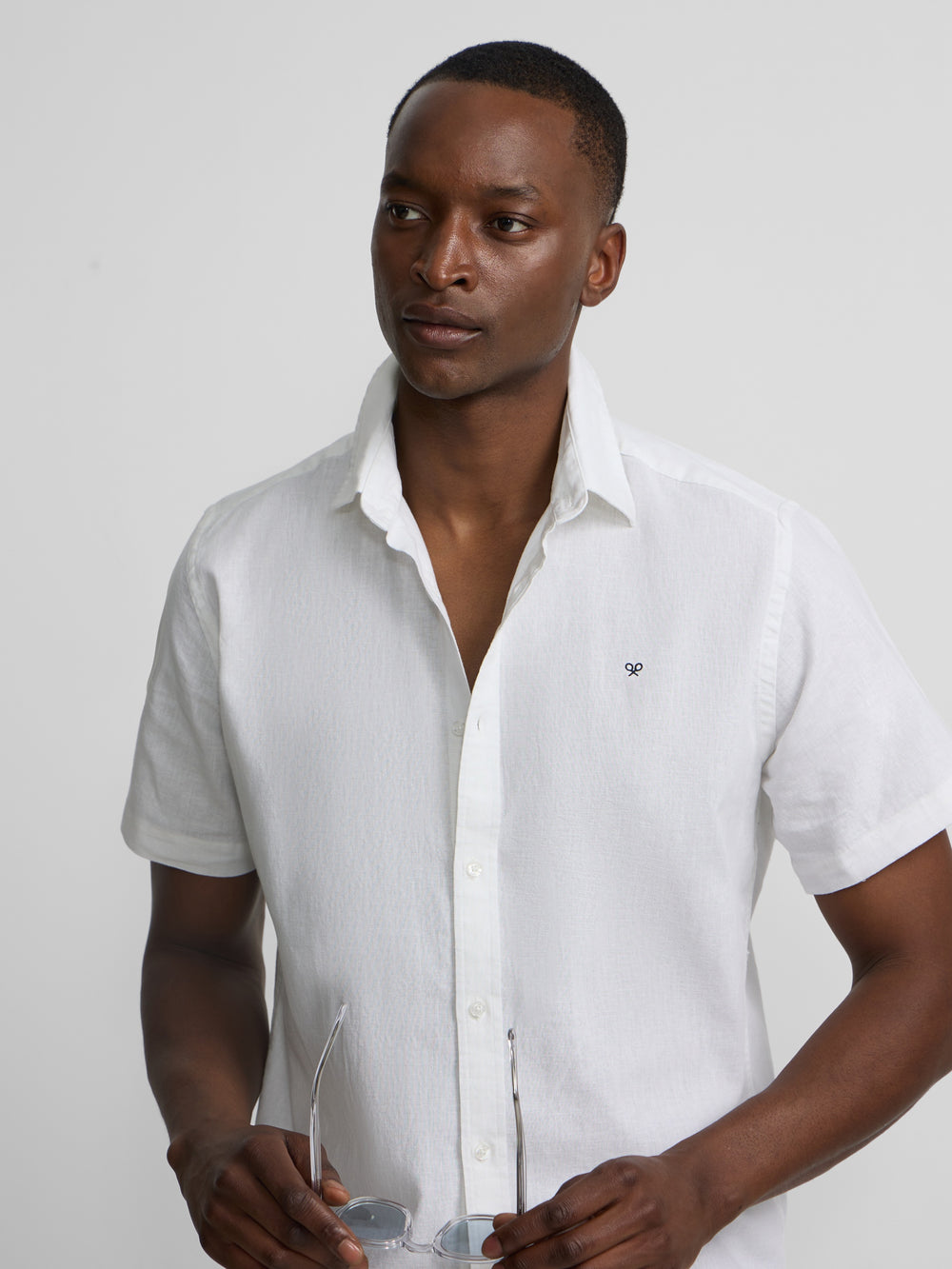 Chemise à manches courtes en lin blanc