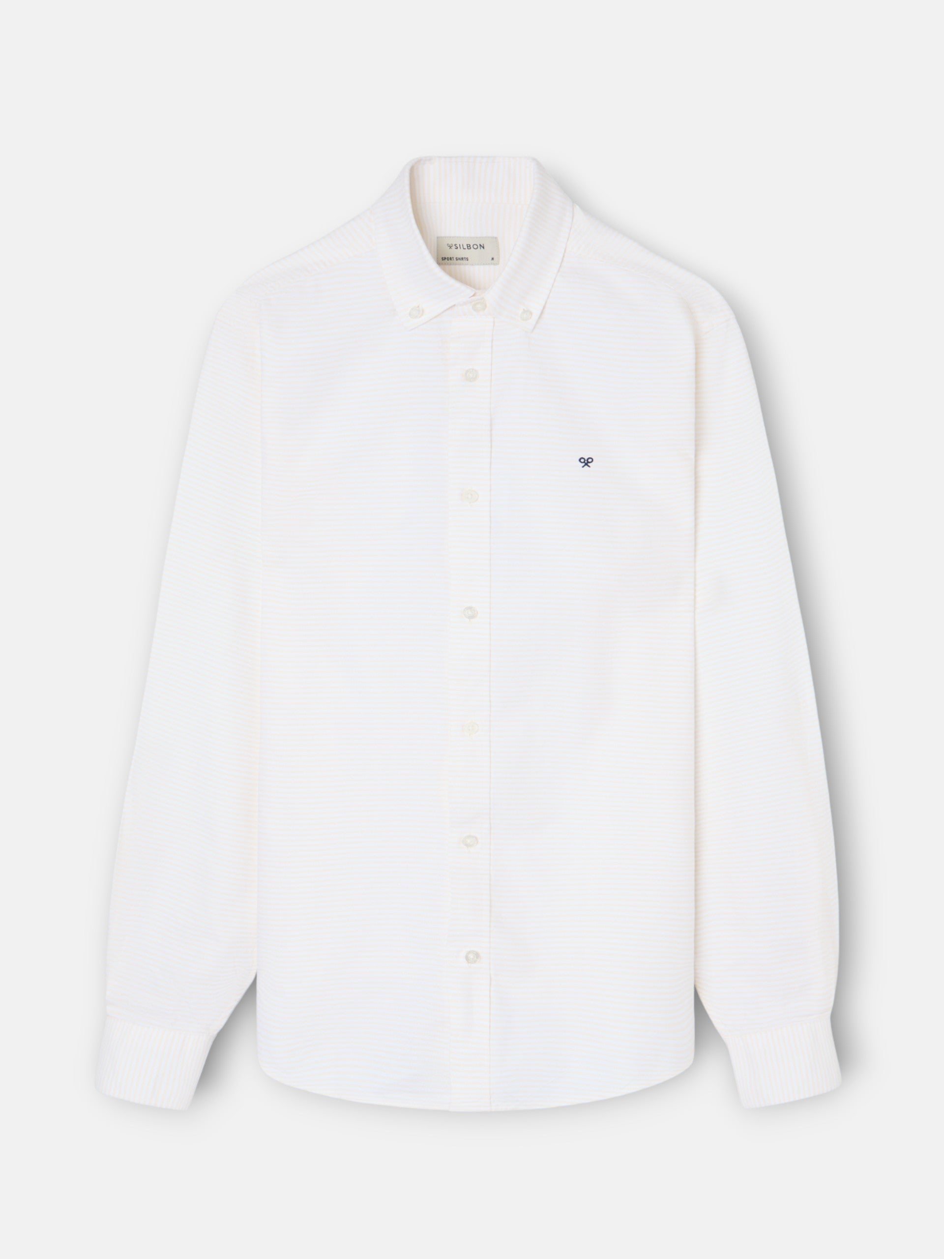 Camisa sport oxford rayas horizontales amarillo