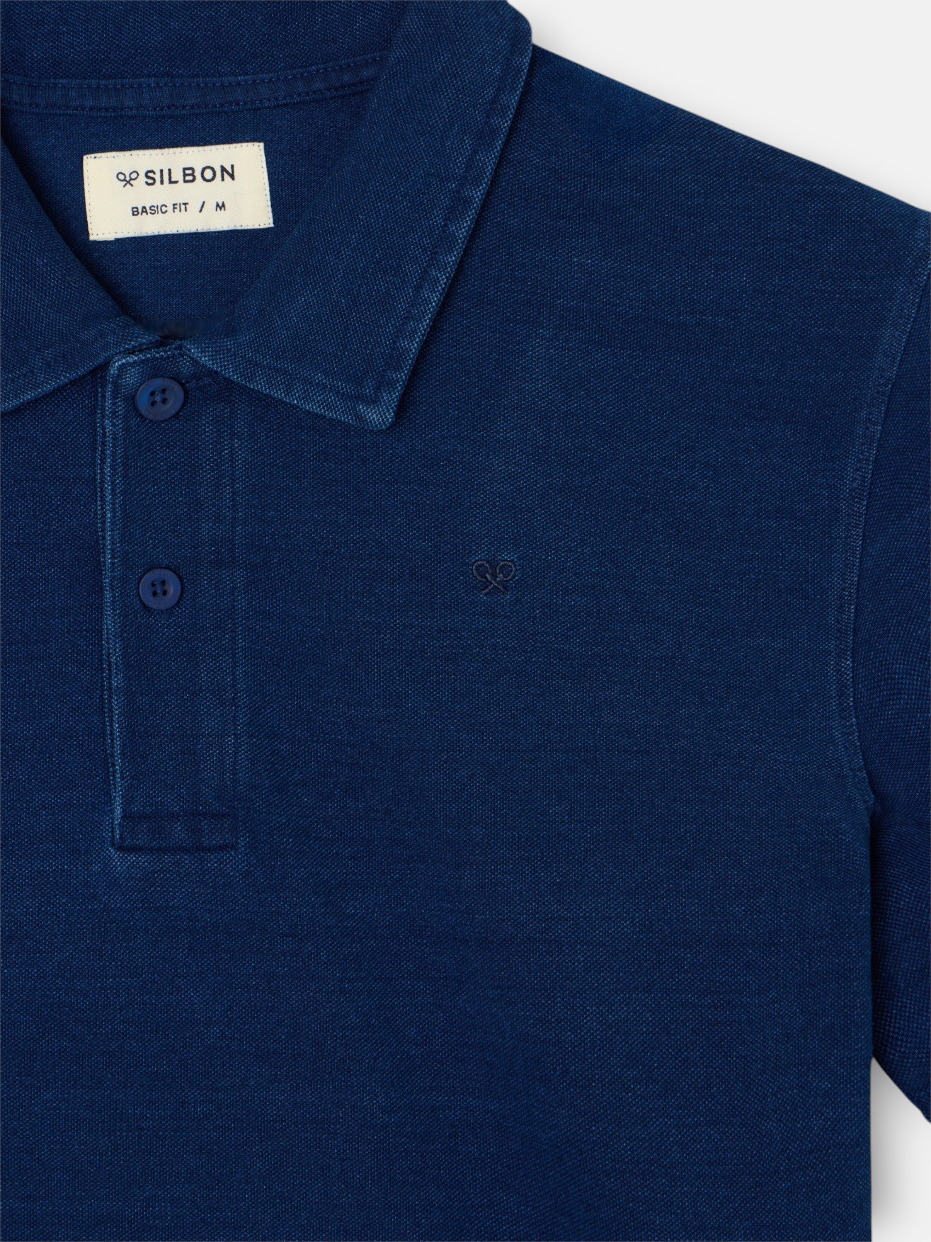 Polo à manches courtes style denim bleu marine