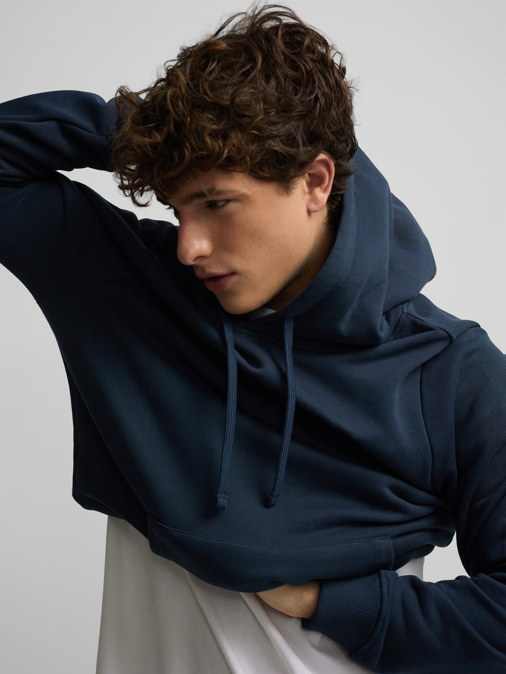 Sudadera capucha Silbon raqueta media azul marino
