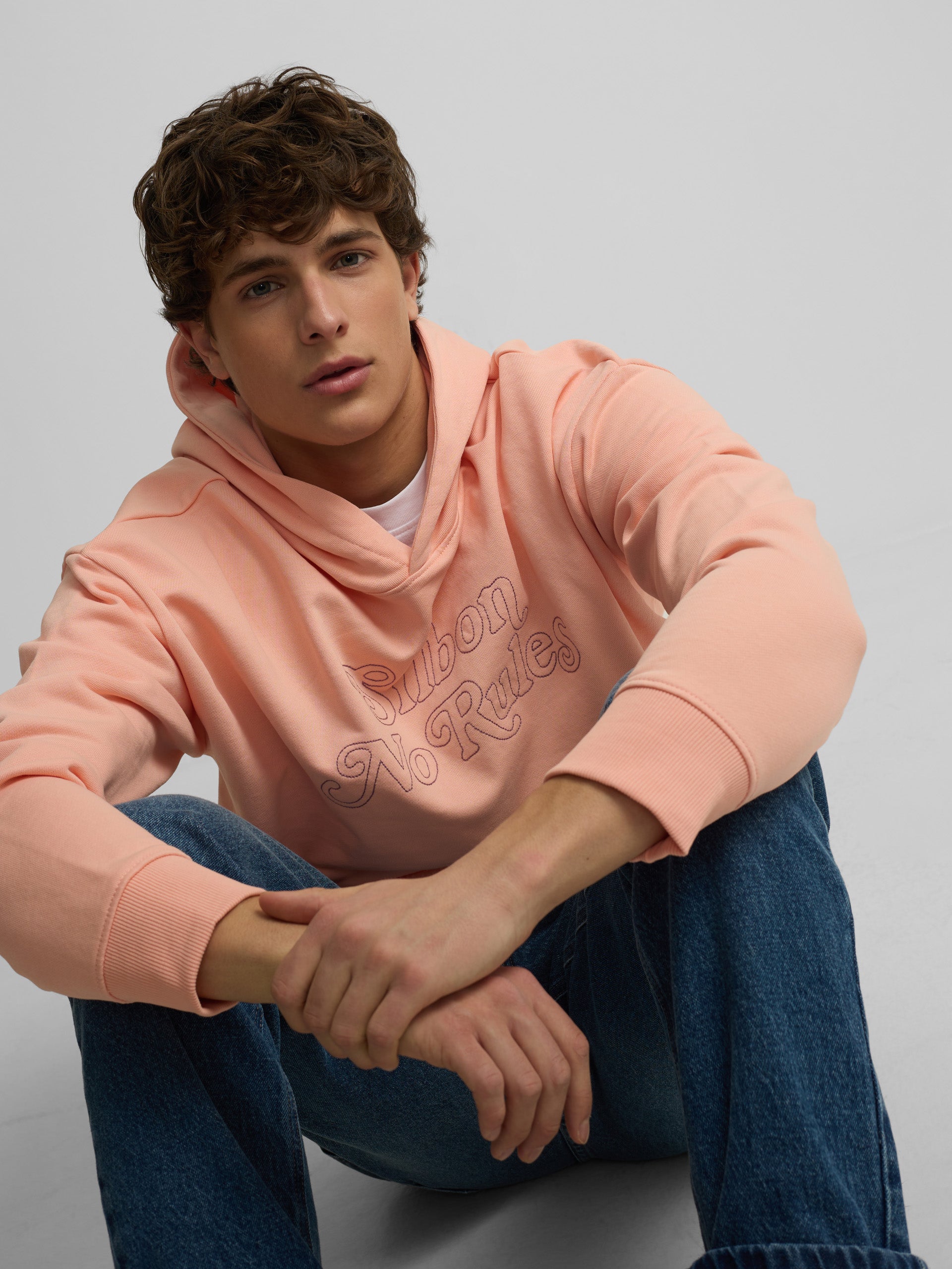 Sudadera relaxed fit hoodie no rules coral