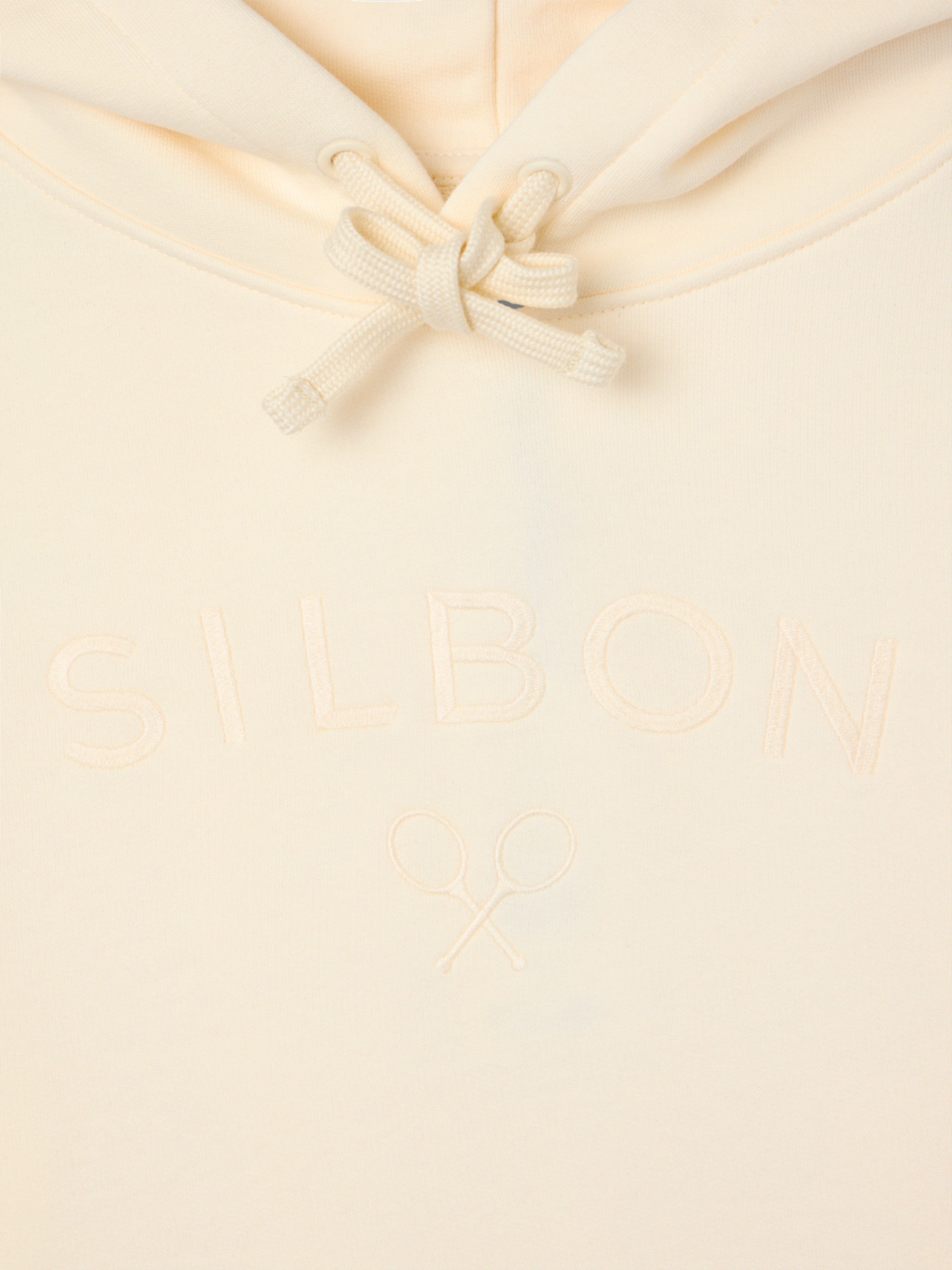 Sudadera capucha Silbon raqueta media crema
