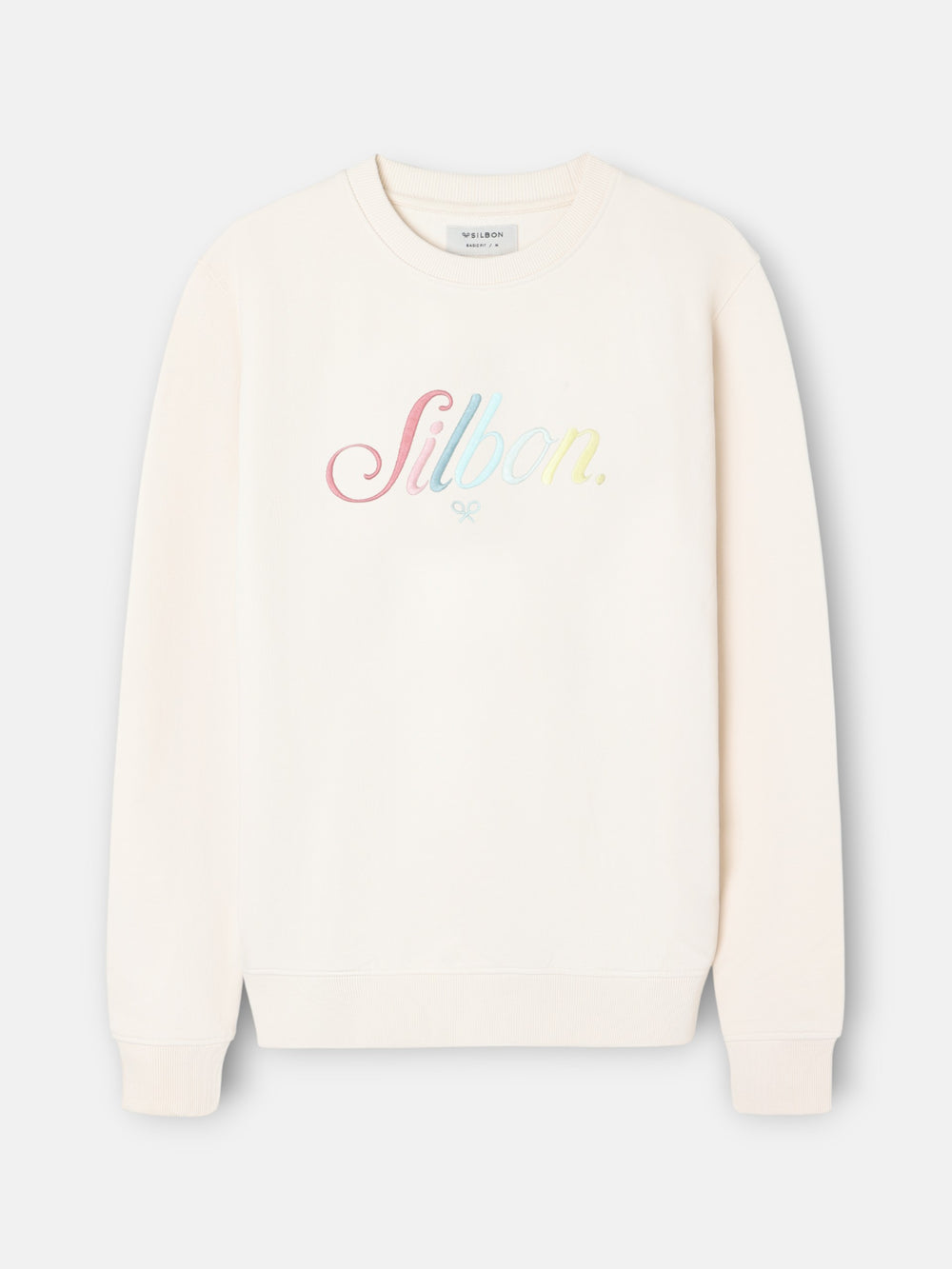 Sudadera Silbon bordado multicolor crema