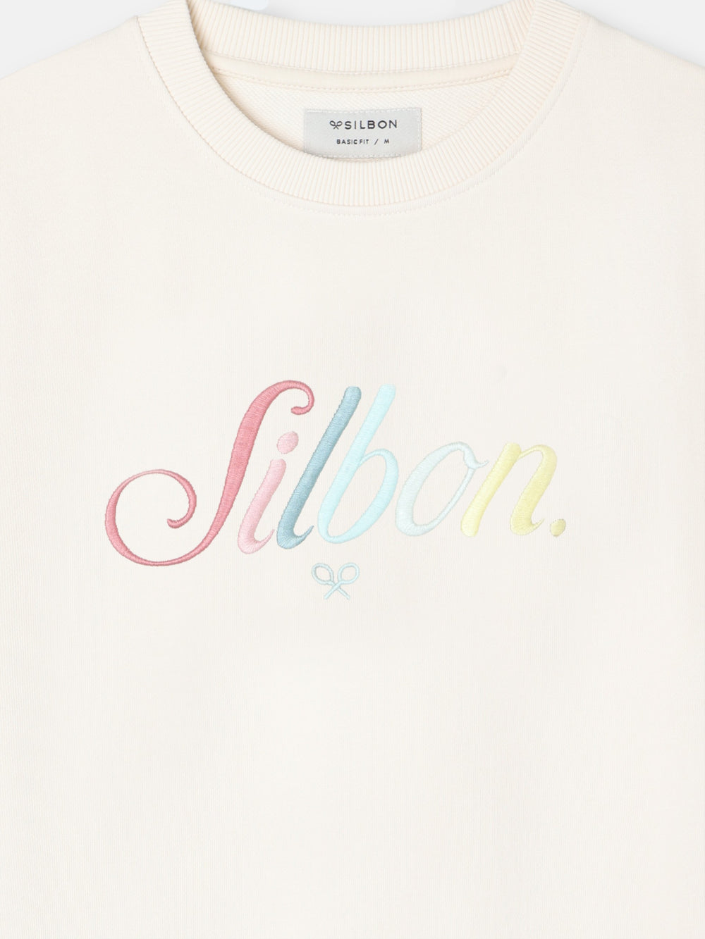 Sudadera Silbon bordado multicolor crema
