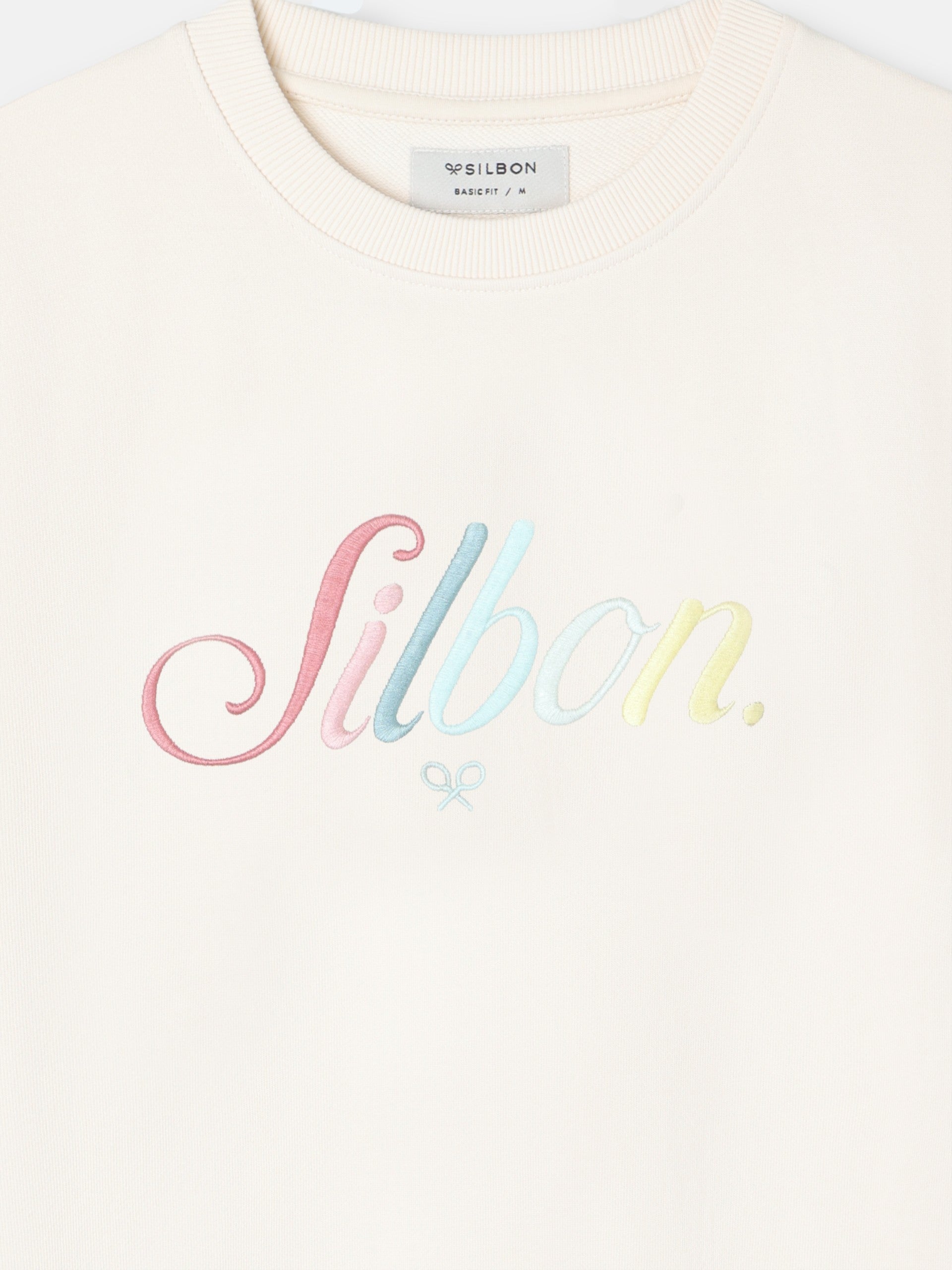 Sudadera Silbon bordado multicolor crema
