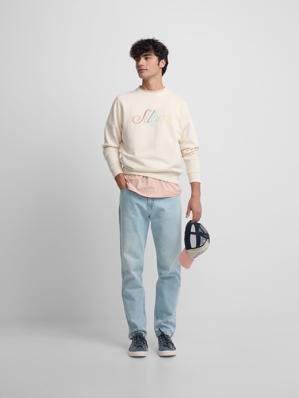 Sudadera Silbon bordado multicolor crema