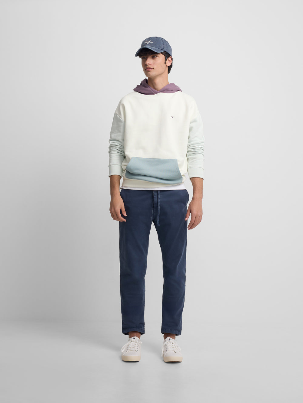 Sudadera capucha multicolor crema
