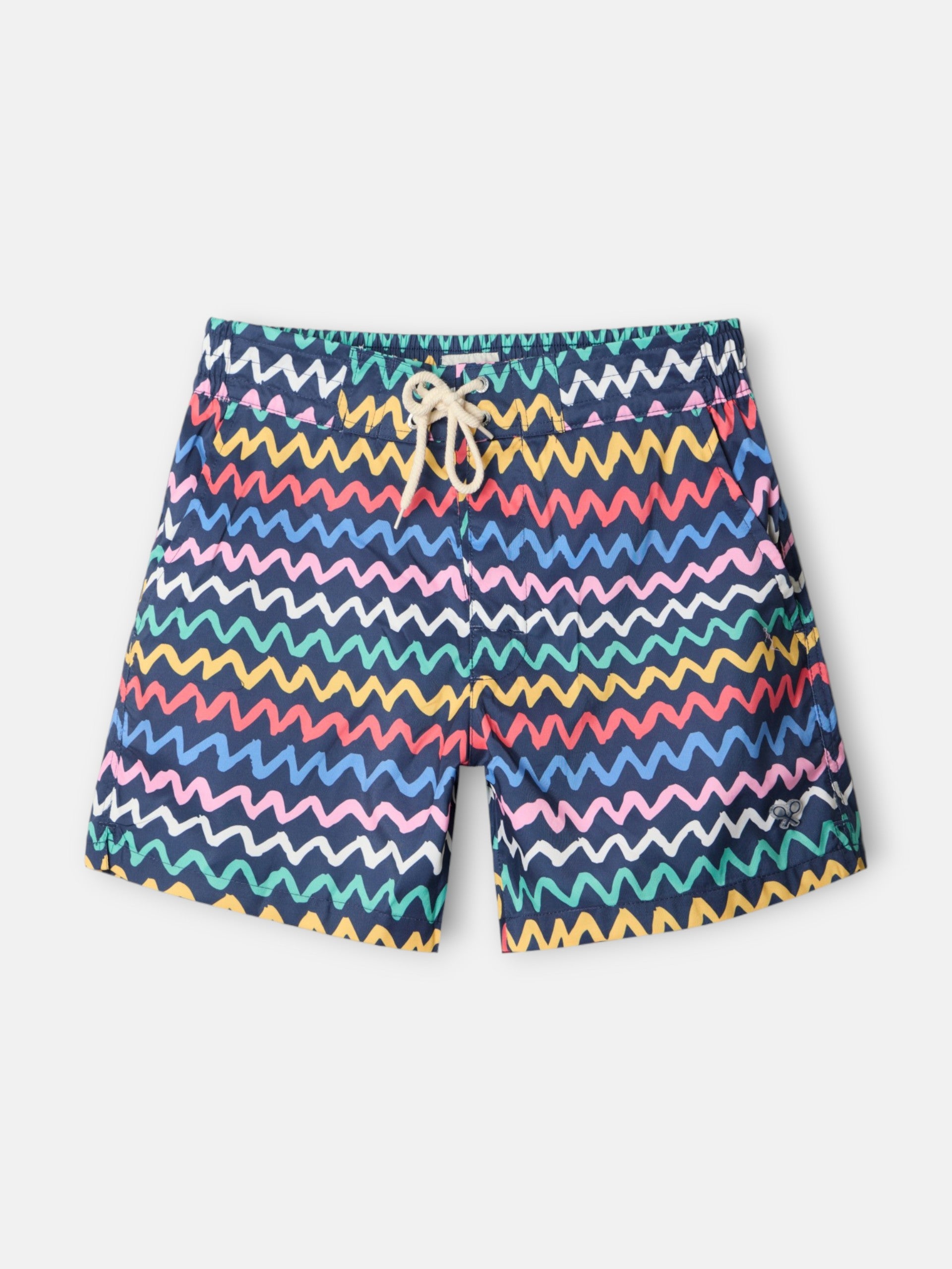 Multicolor zigzag navy blue swimsuit