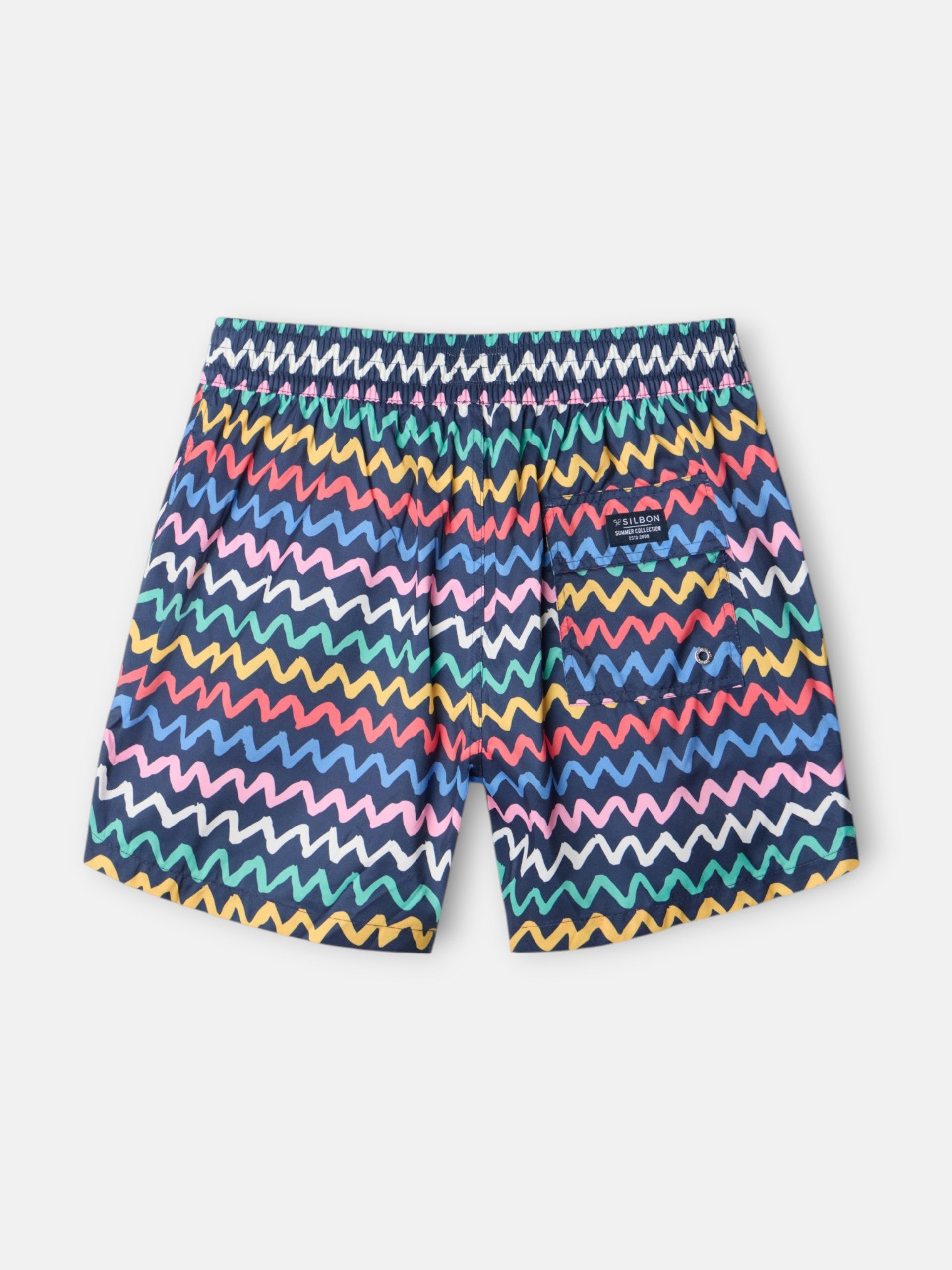 Multicolor zigzag navy blue swimsuit