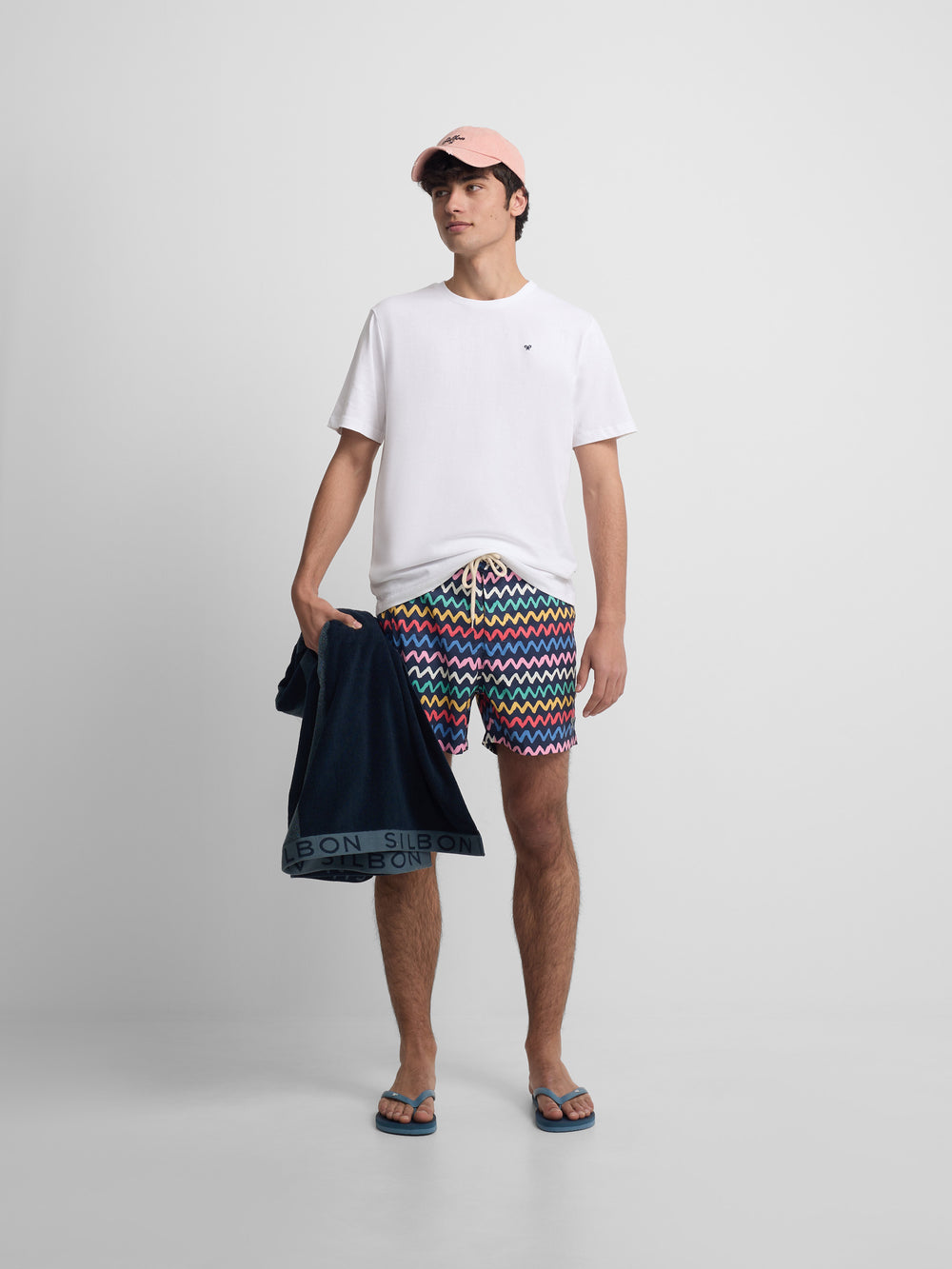 Maillot de bain zigzag multicolore bleu marine
