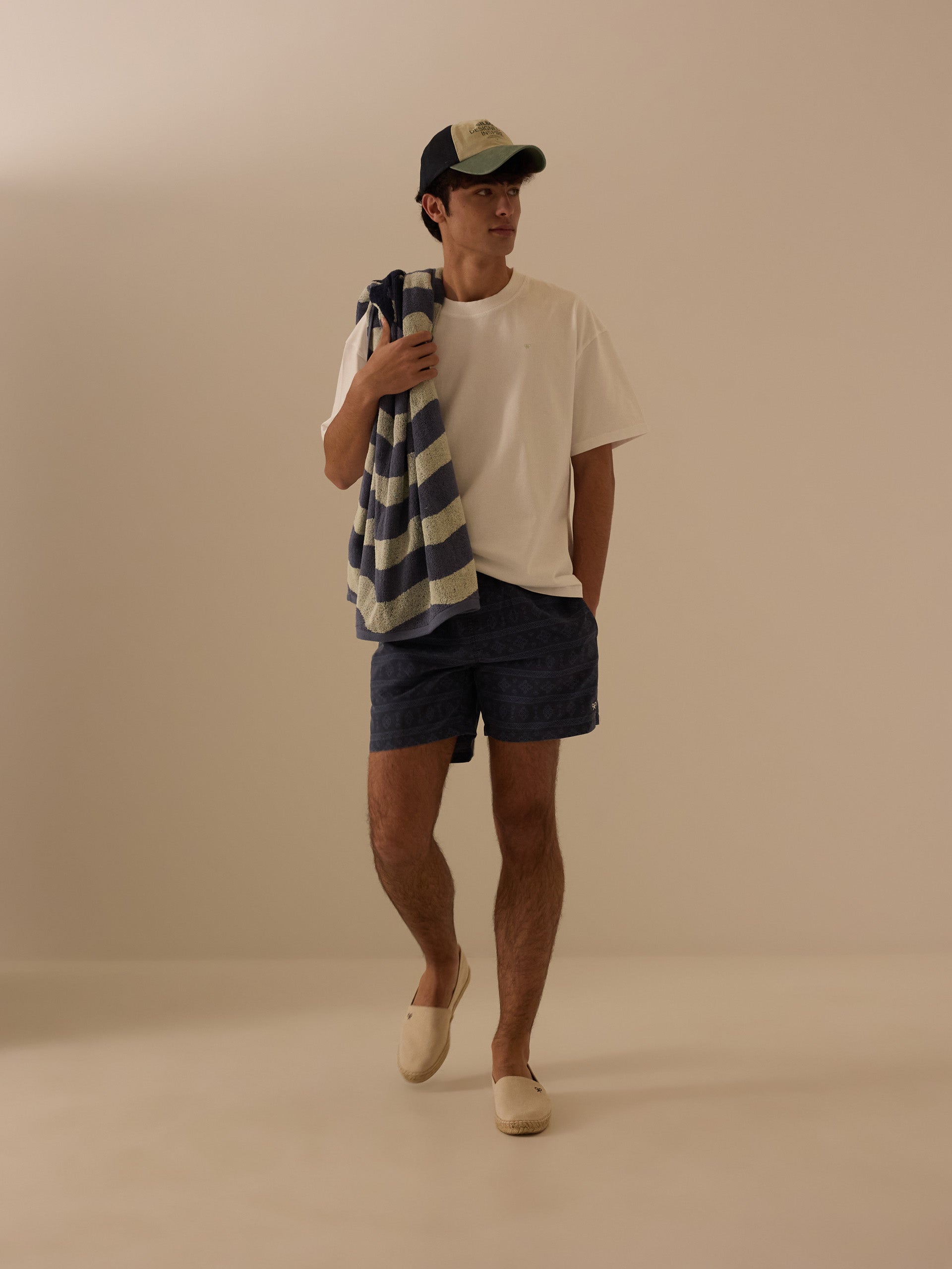Maillot de bain ethnique bleu marine délavé